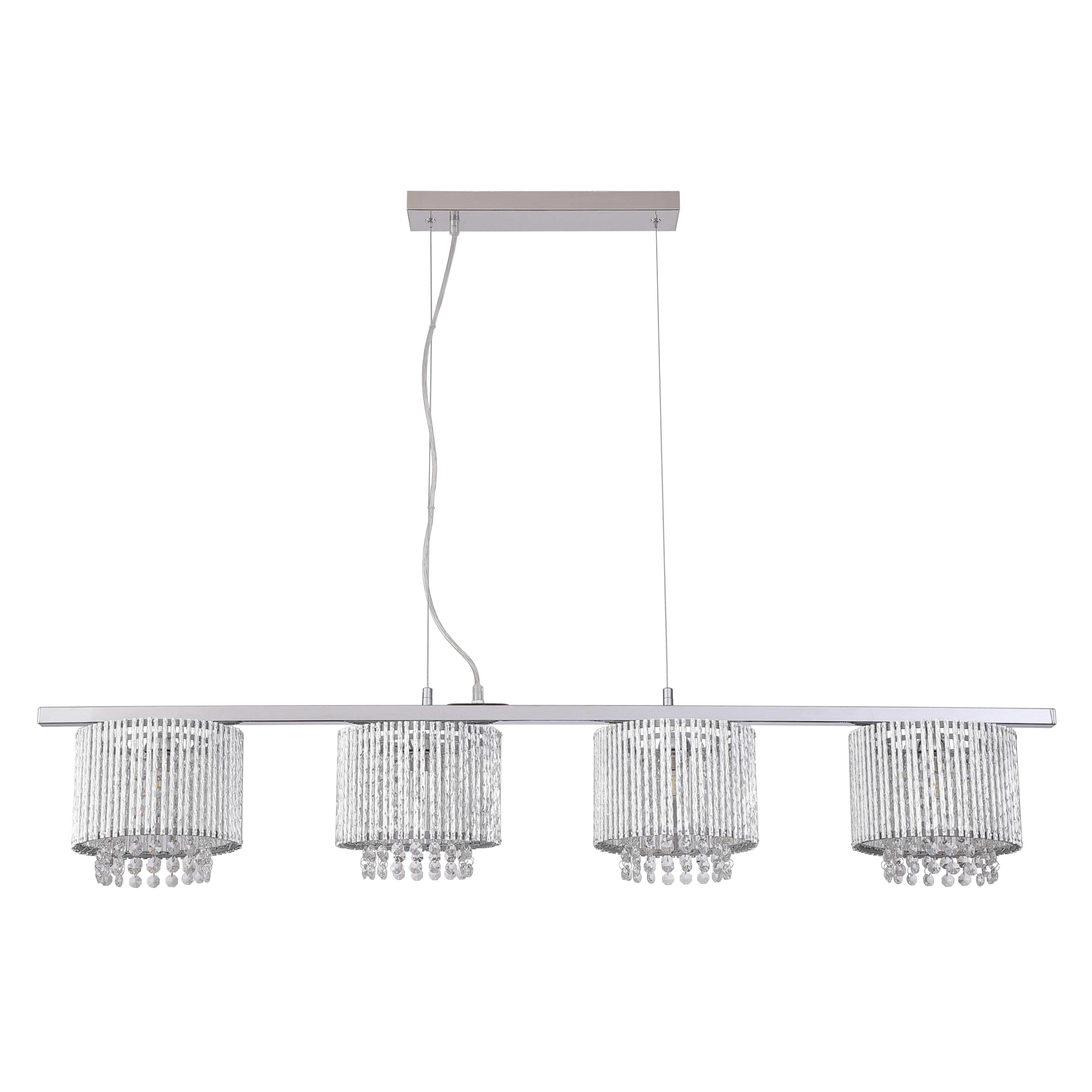 Mistral Chrome Crystal Quad Light Linear Pendant