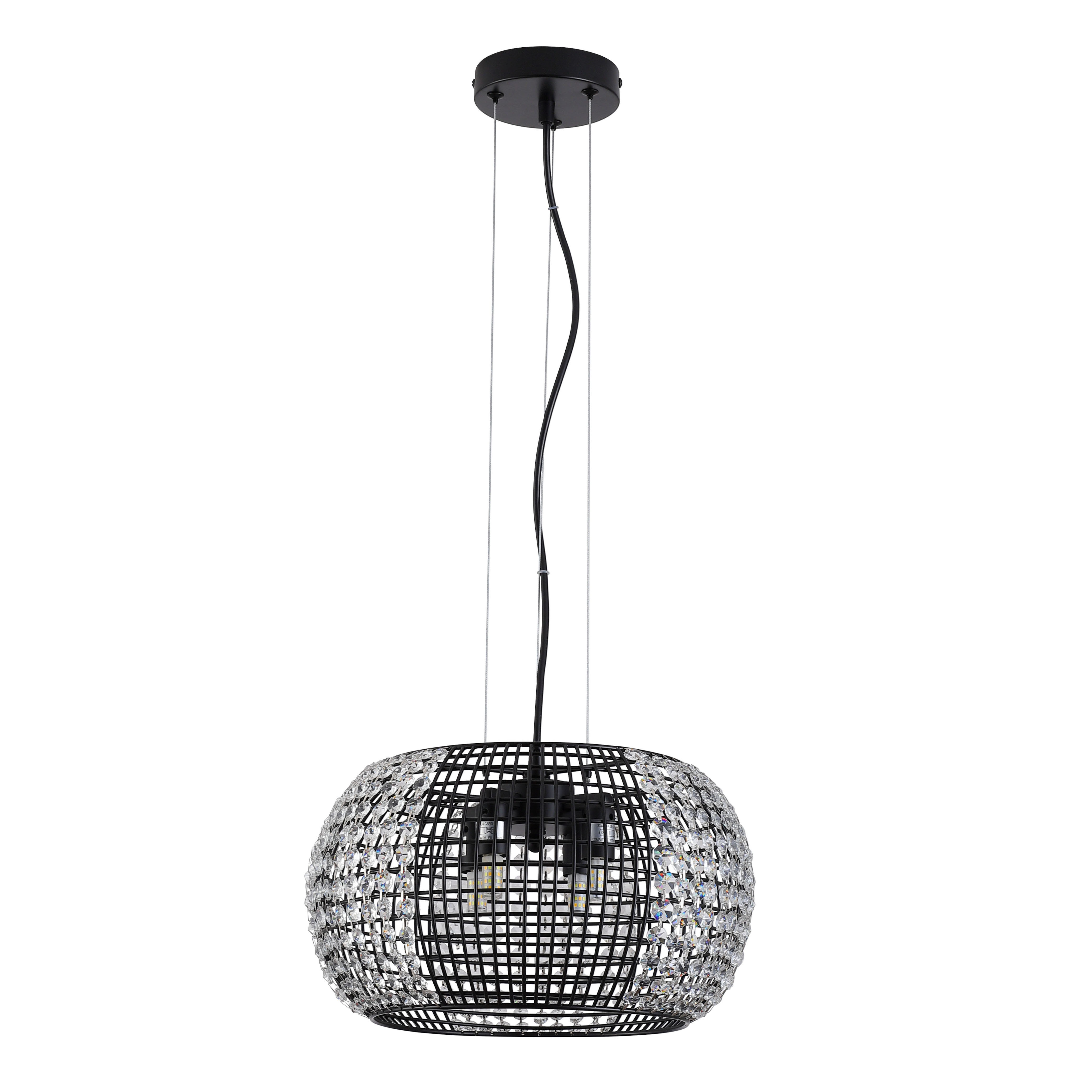 Mornie Black Grid Clear Crystal Pendant Light