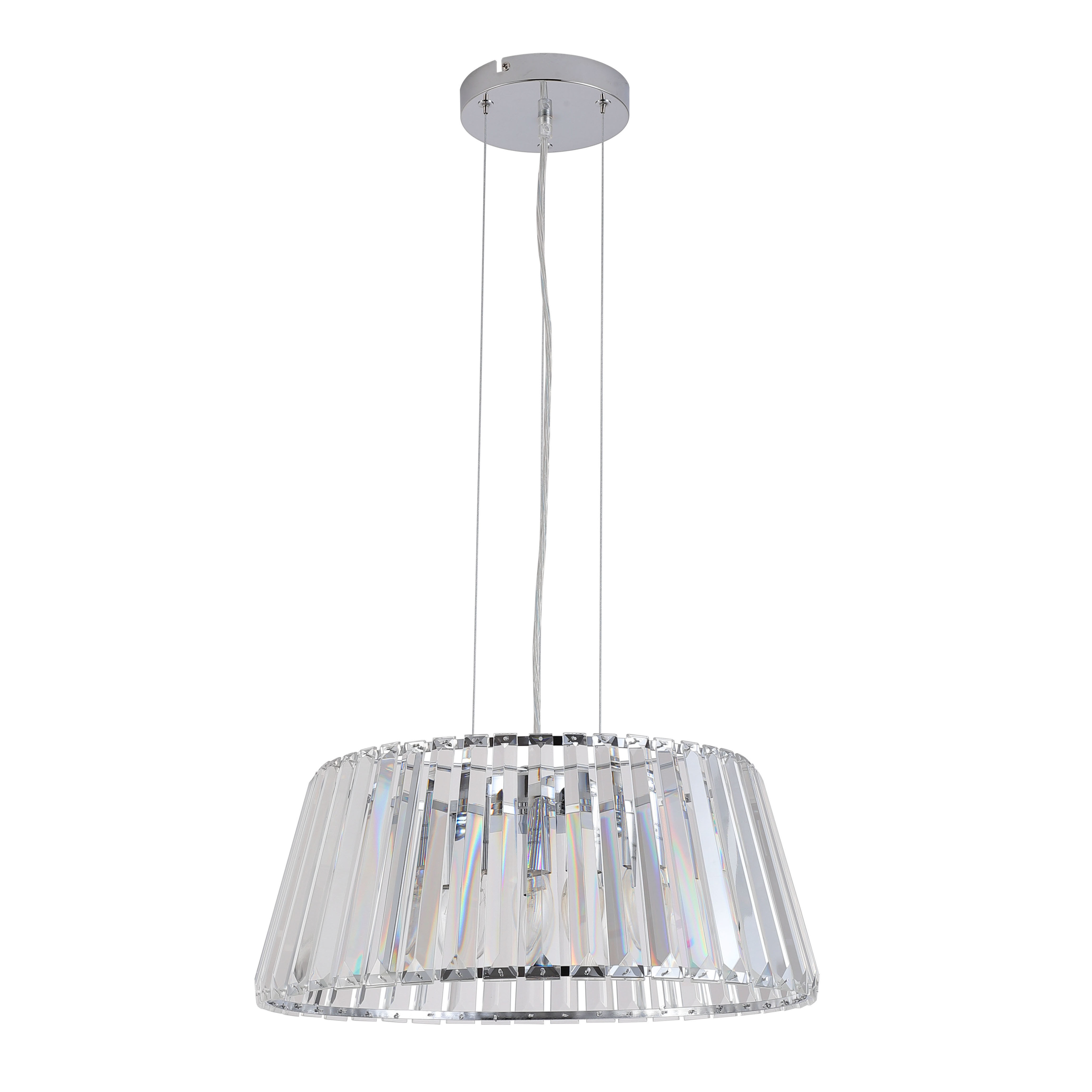 Raazu Chrome Crystal Tapered Drum Pendant Light