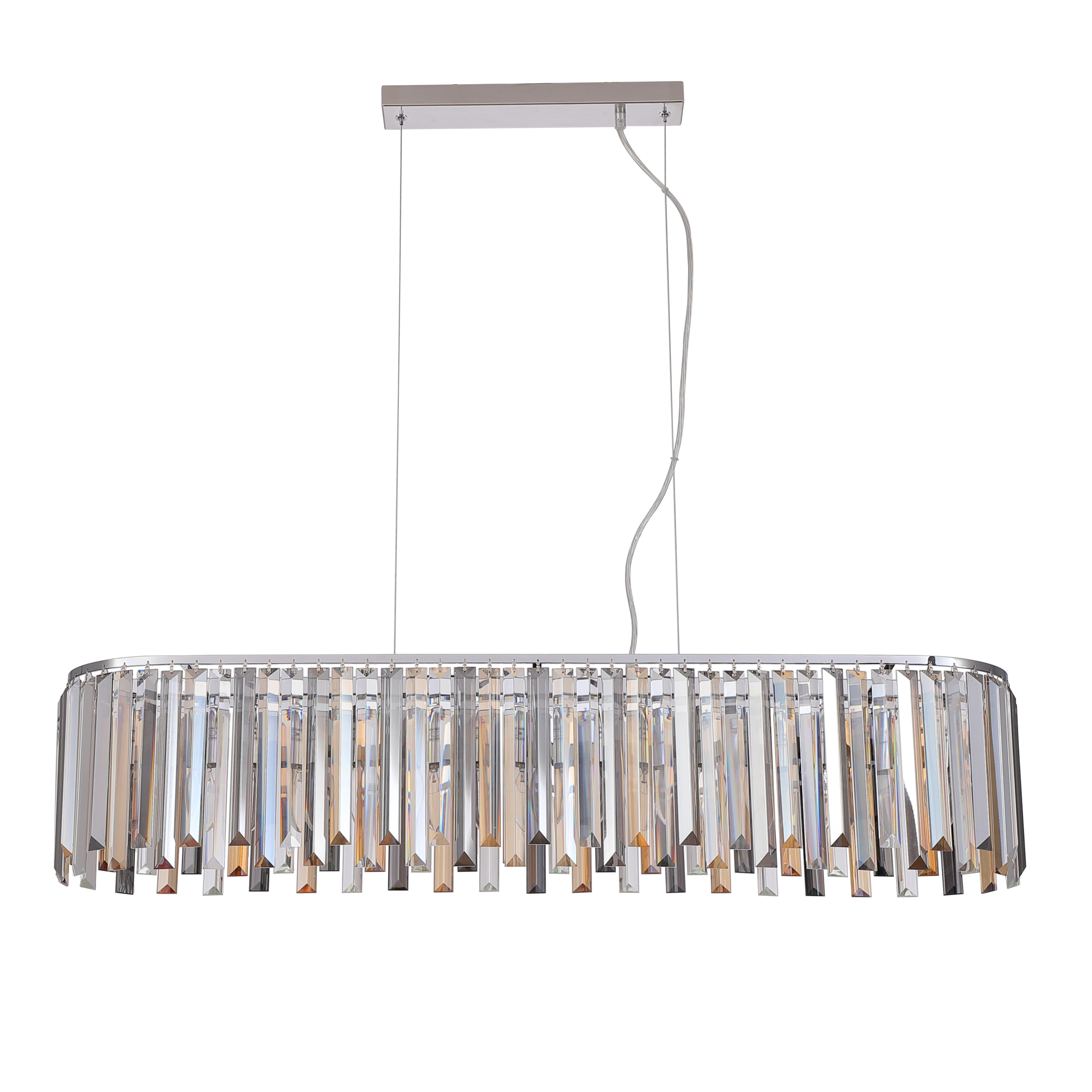 Raya Chrome Crystal Long Oval Pendant Light