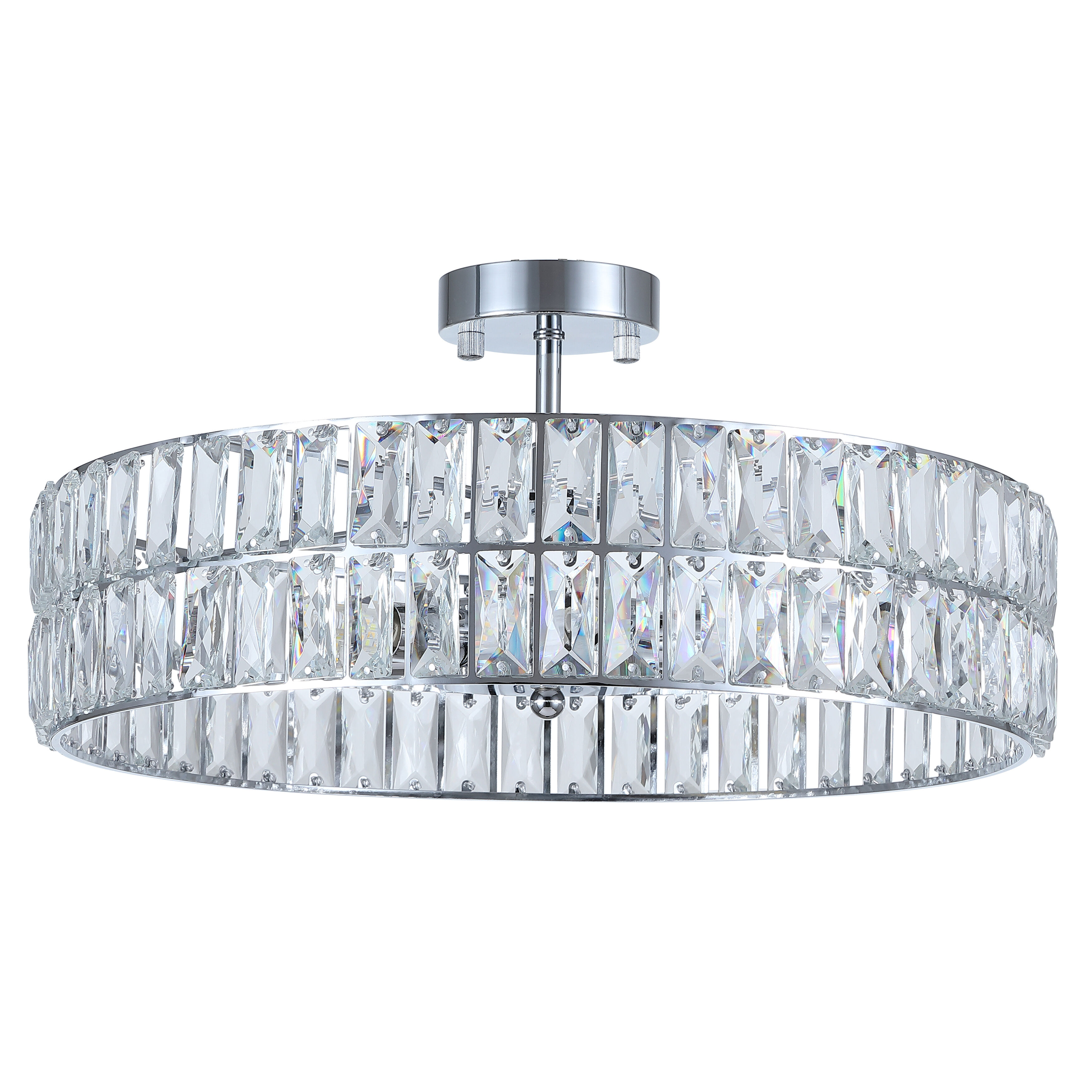 RO Chrome Crystal Round Close to Ceiling Light
