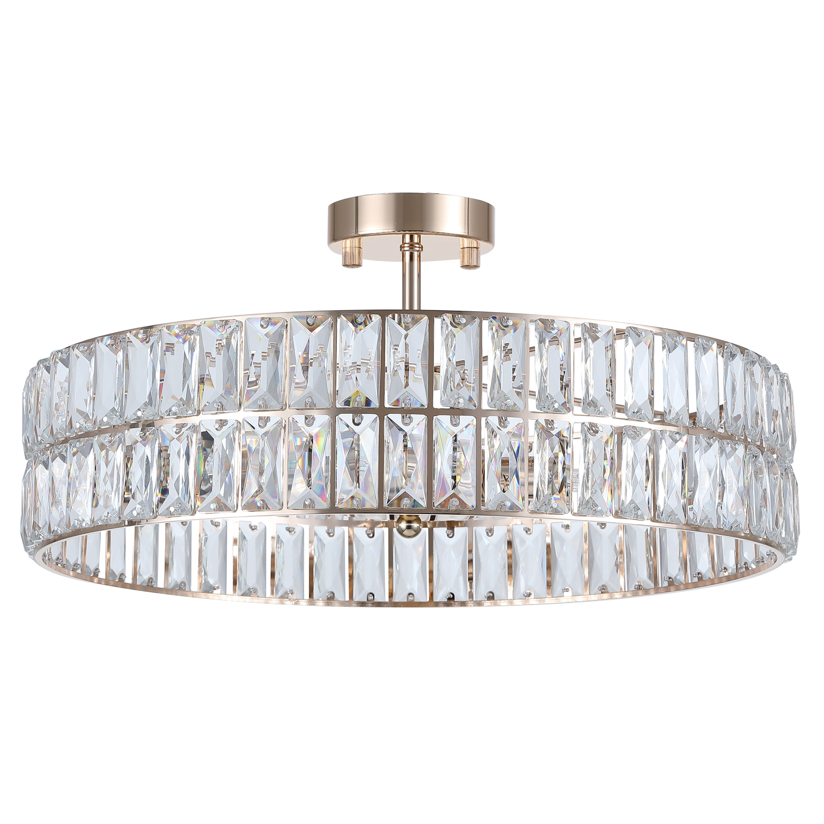 RO Gold Crystal Round Close to Ceiling Light