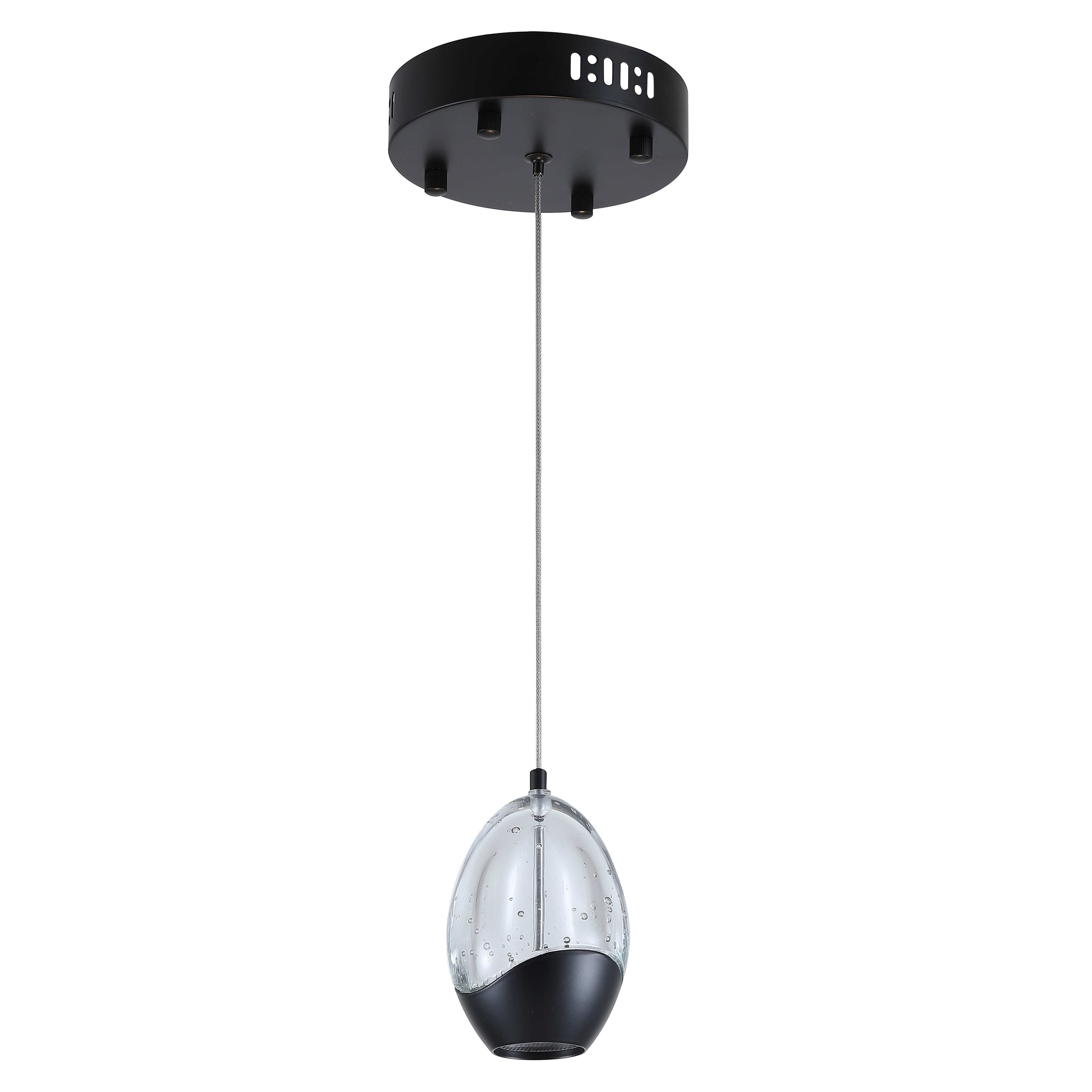 Tear Black Clear Glass Tricolour LED Oval Pendant Light