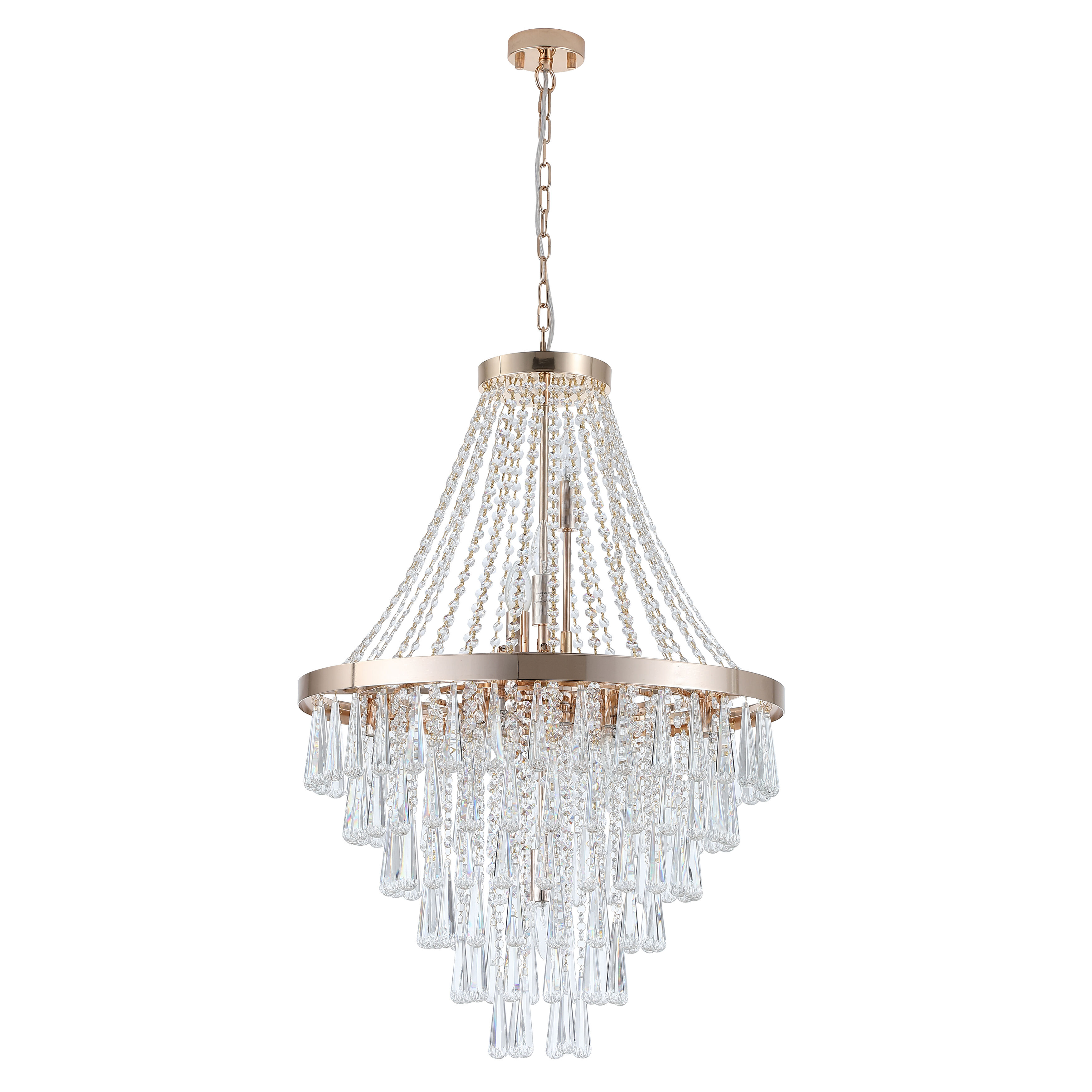 Teardrop Clear Crystal French Gold Empire Chandelier