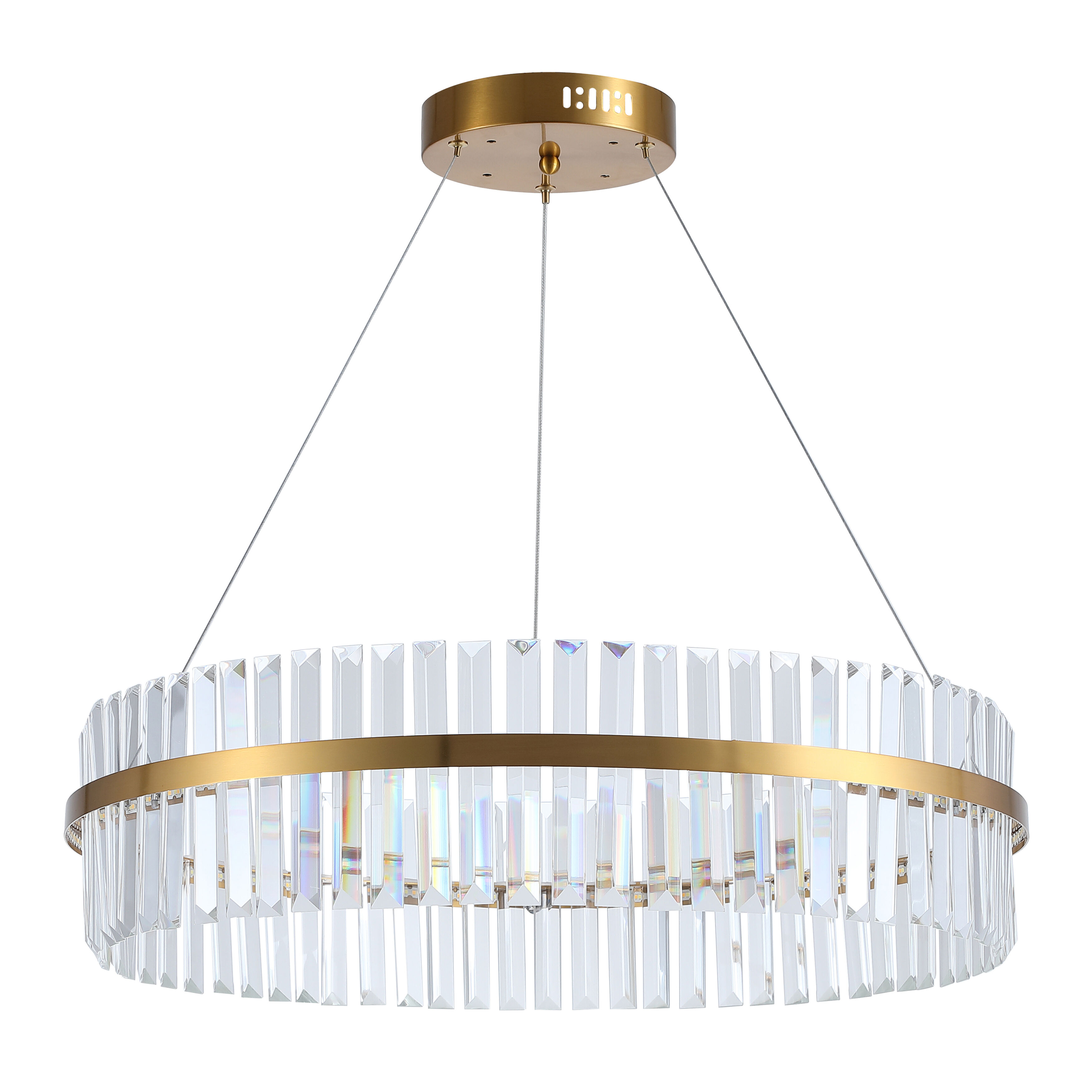 Valkyrie Clear Crystal Golden Ring Tricolour LED Pendant