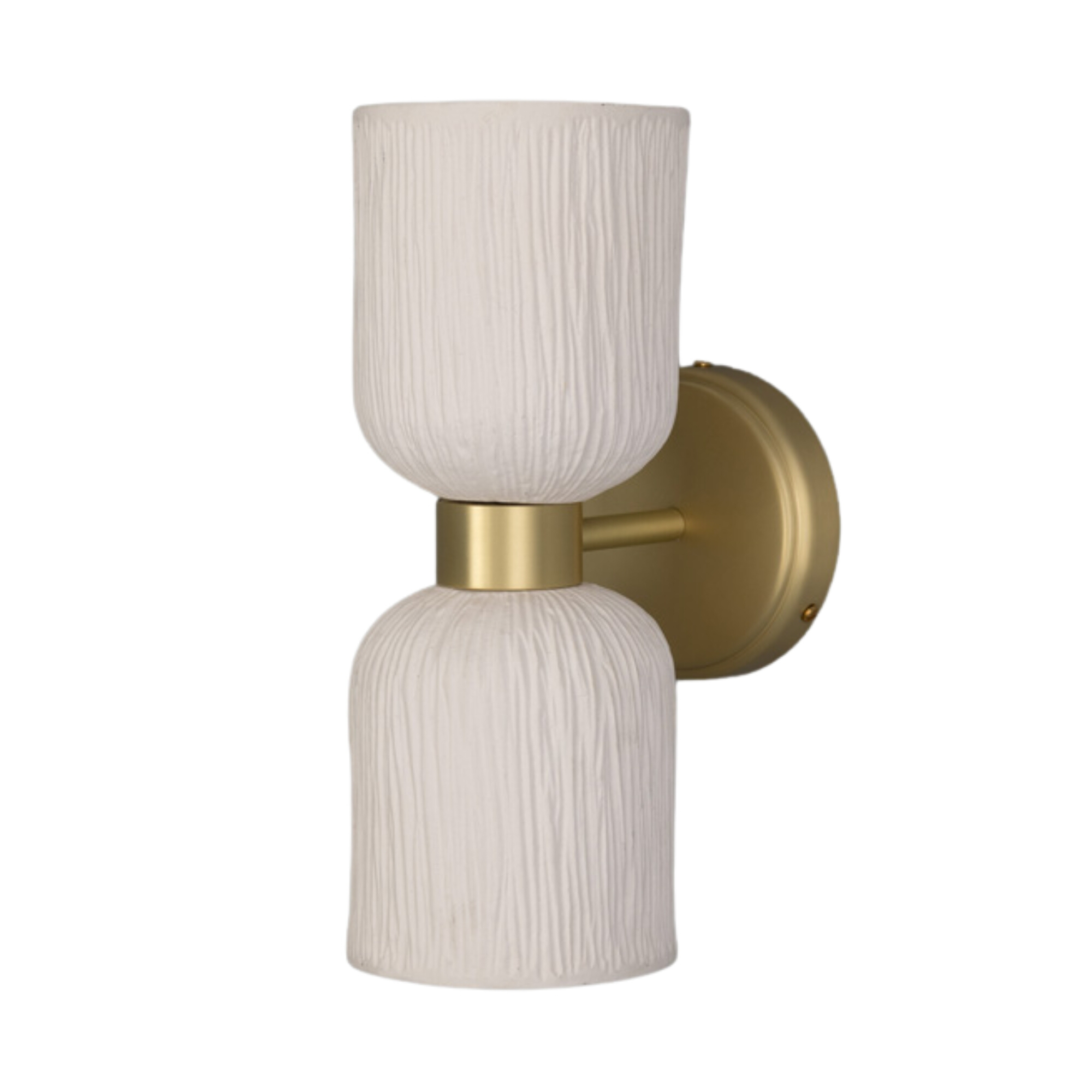 Sakura Striped Matt White Satin Brass Wall Light