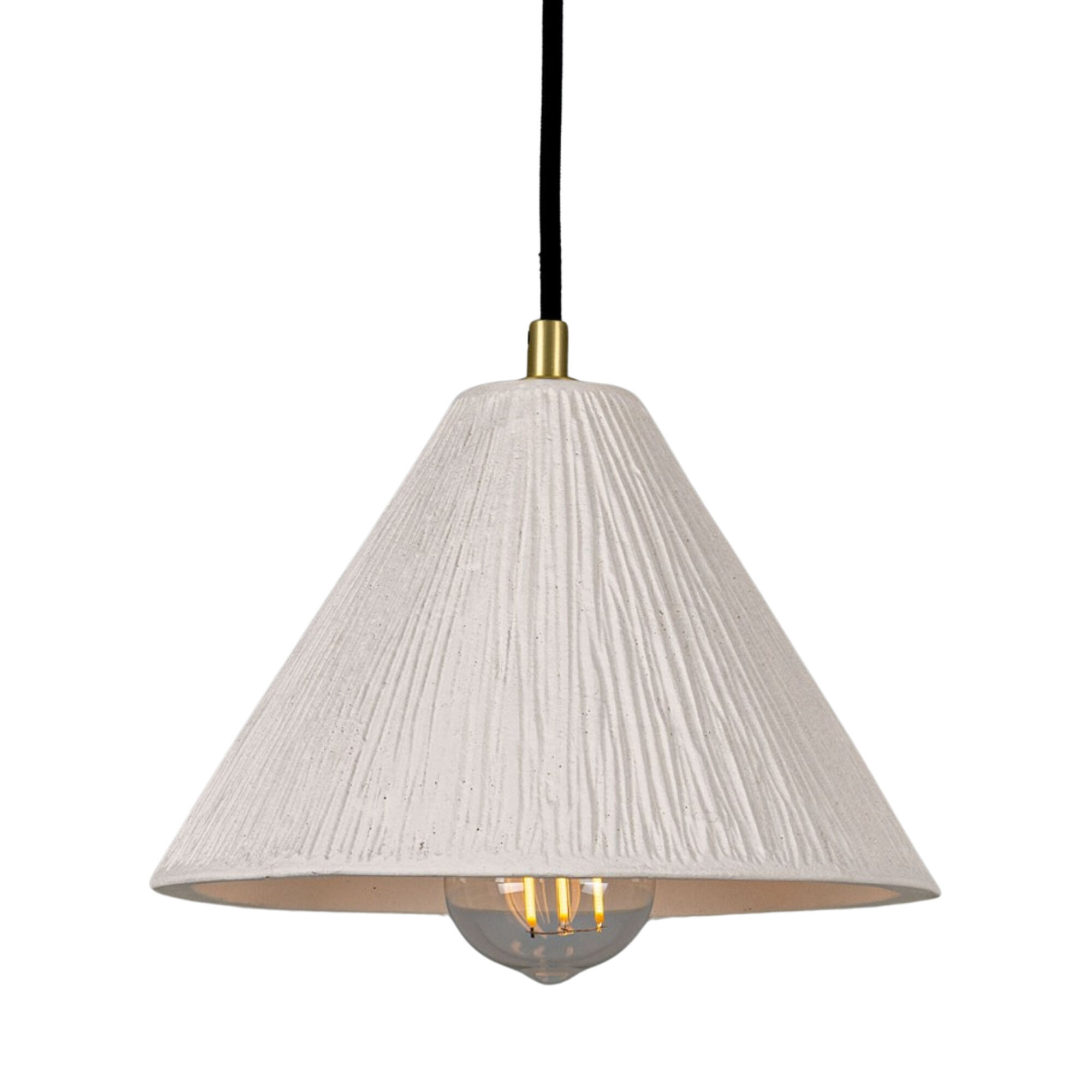 Tilia Striped Matt White Satin Brass Ceramic Pendant Light