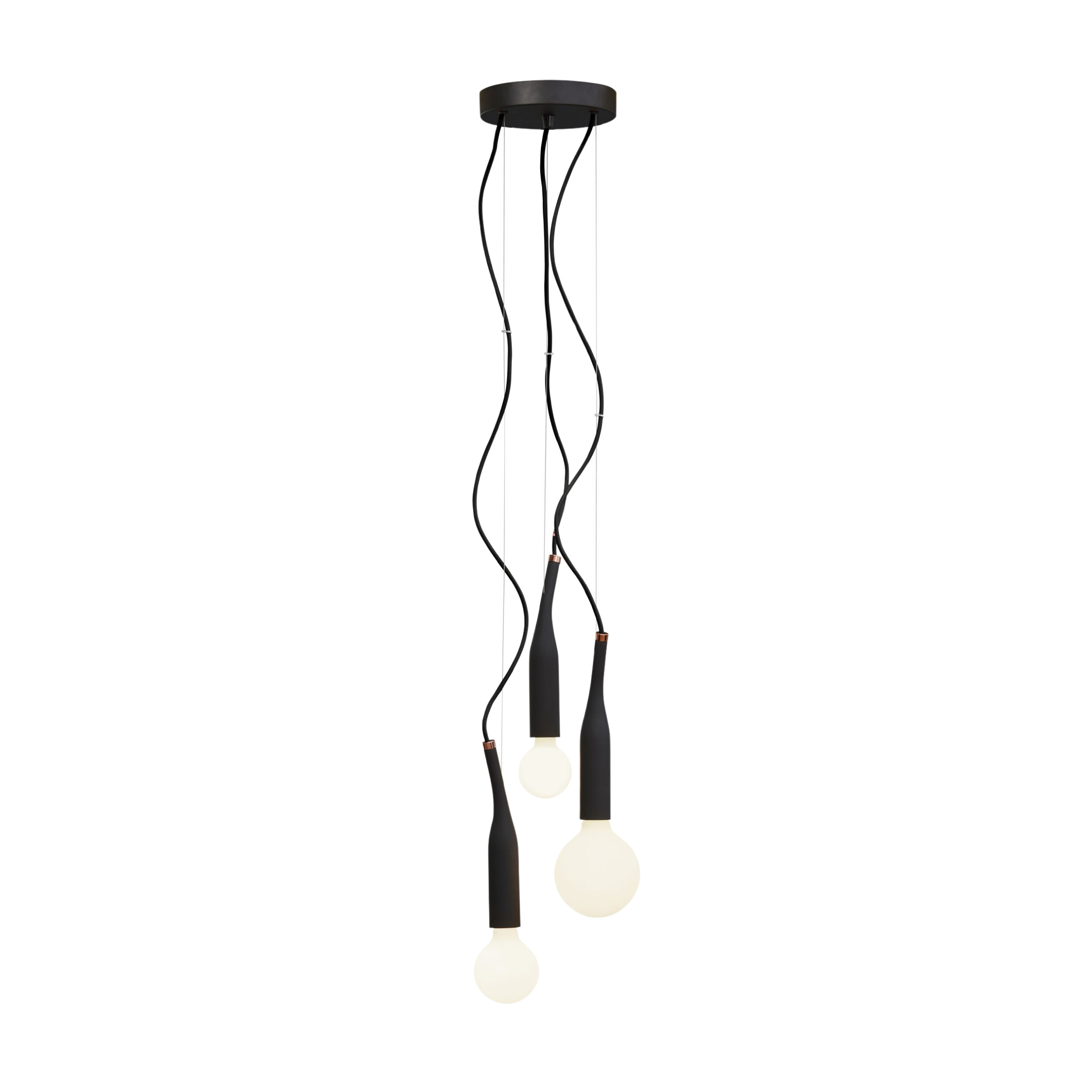 Flex Trio Copper Aluminium Black Textile Cluster Pendant