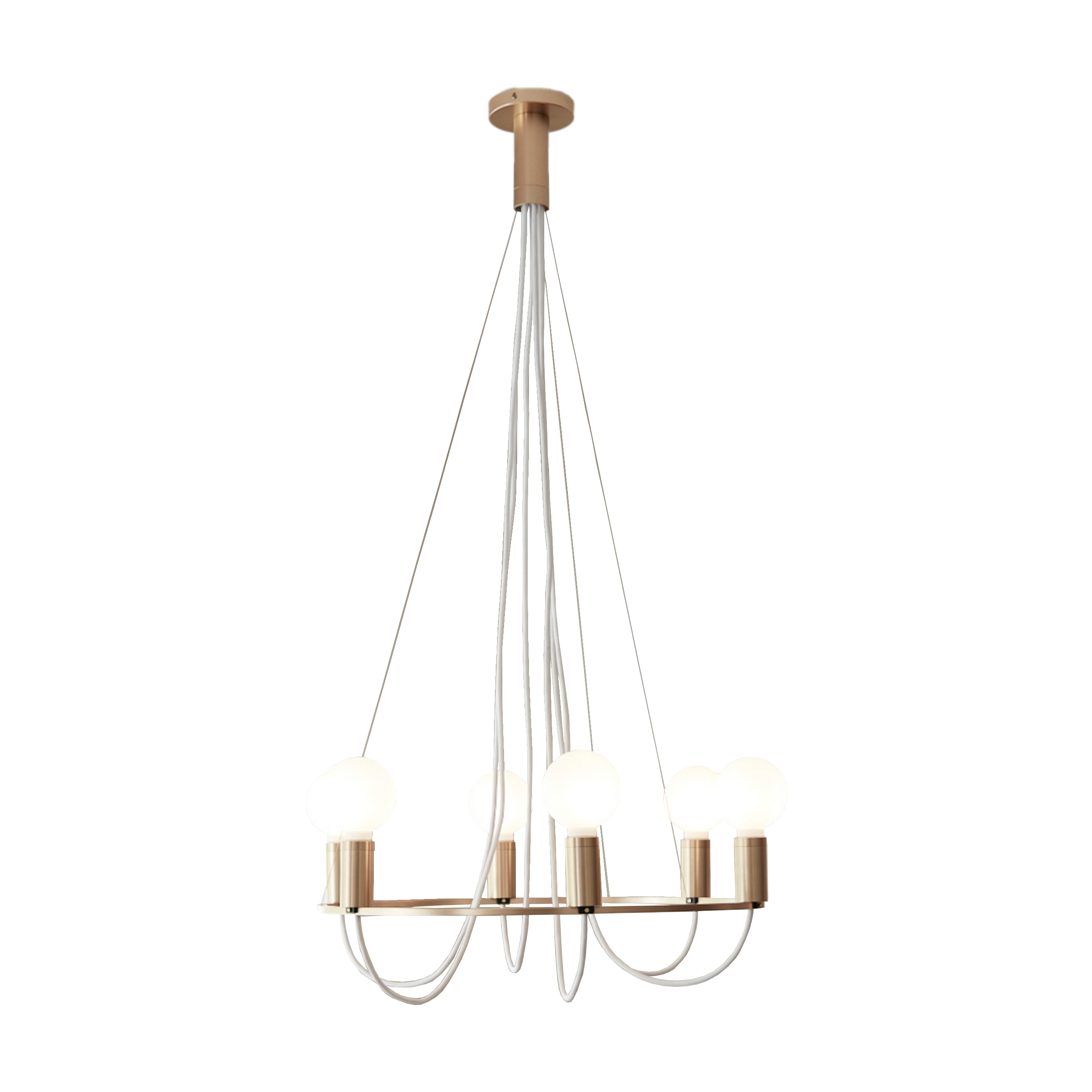 Halo Golden Aluminium White Textile Chandelier