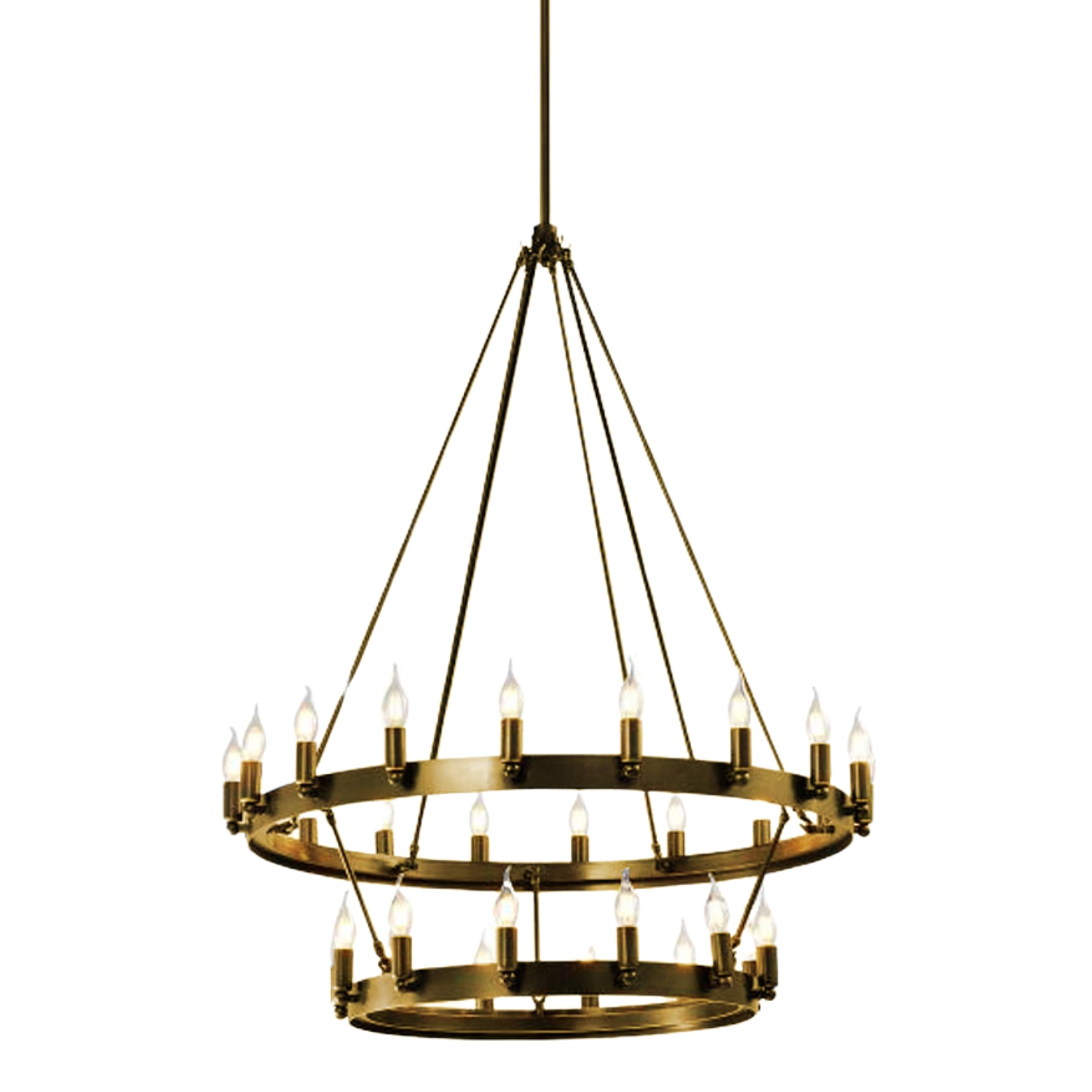 Olivia Vintage Candle 2 Tier 30 Light Chandelier - Brass