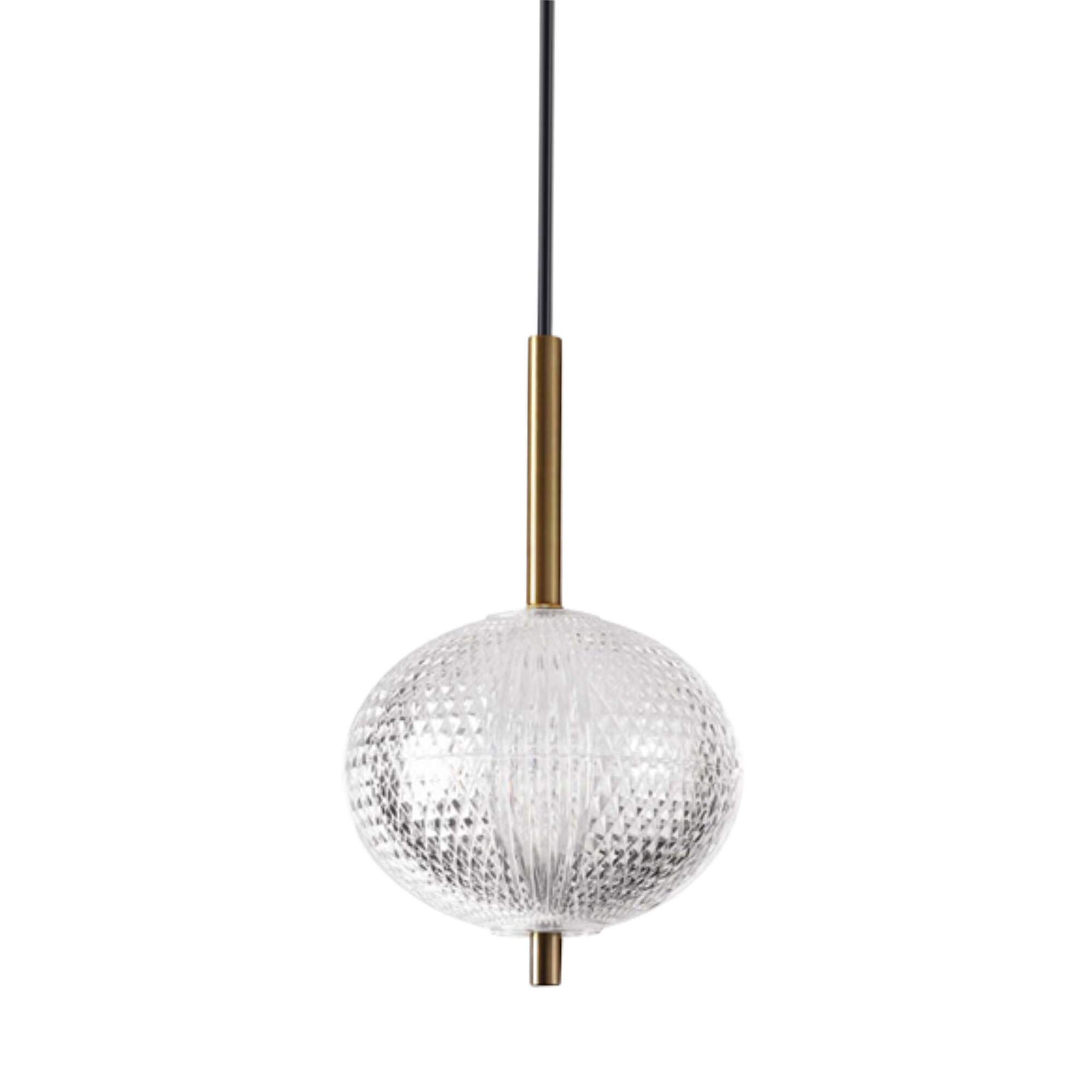 Decor Satin Brass Clear Acrylic Crystal Round Pendant Light