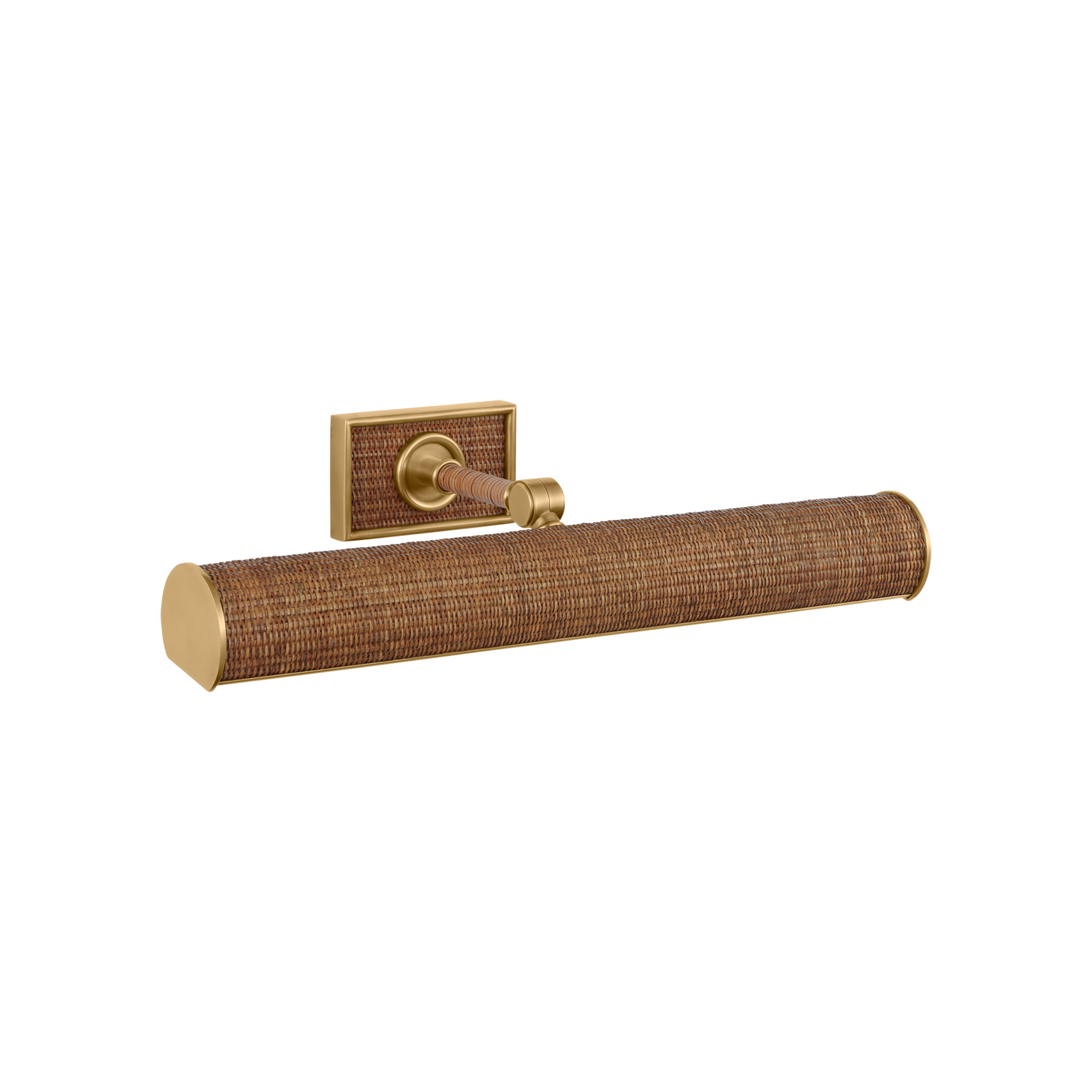 Halwell Brass and Natural Woven Rattan Picture Wall Light