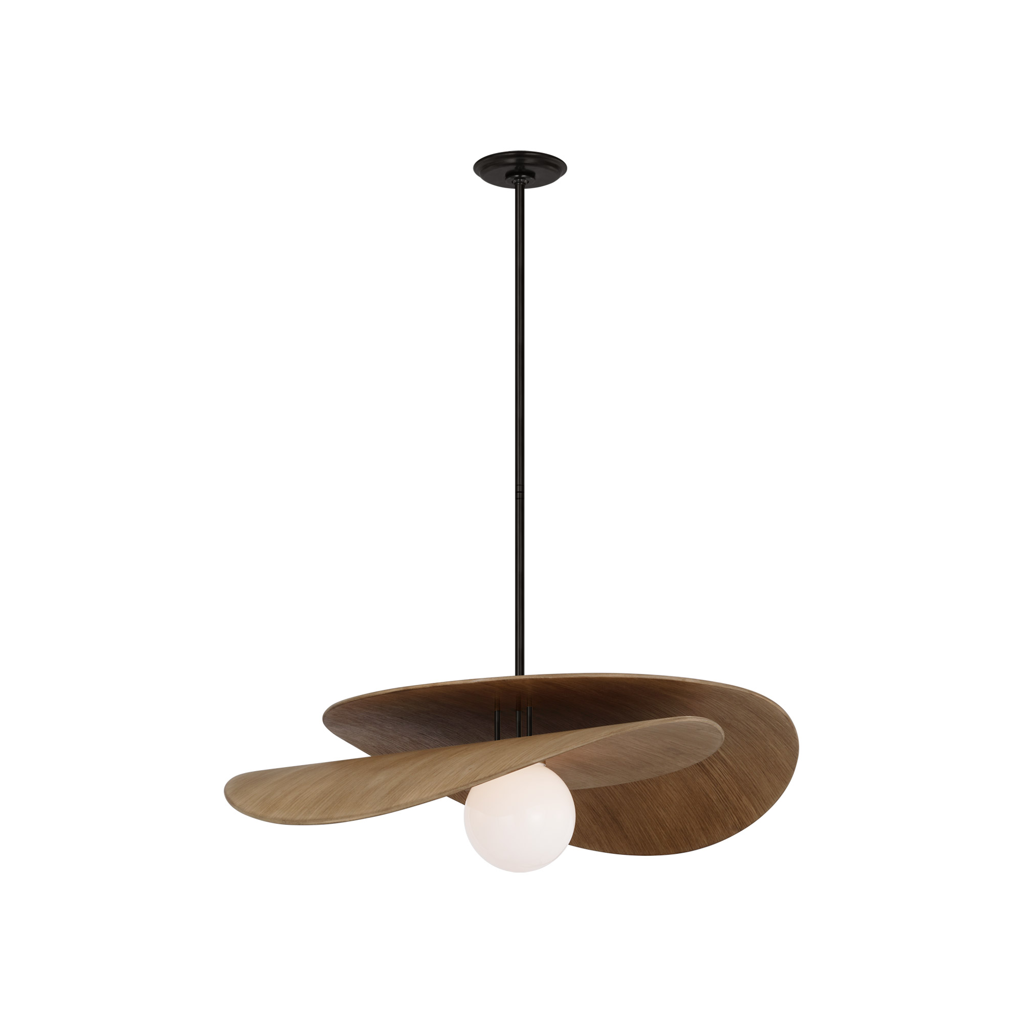 Mahalo Bronze and Natural Oak Tiered Pendant Light