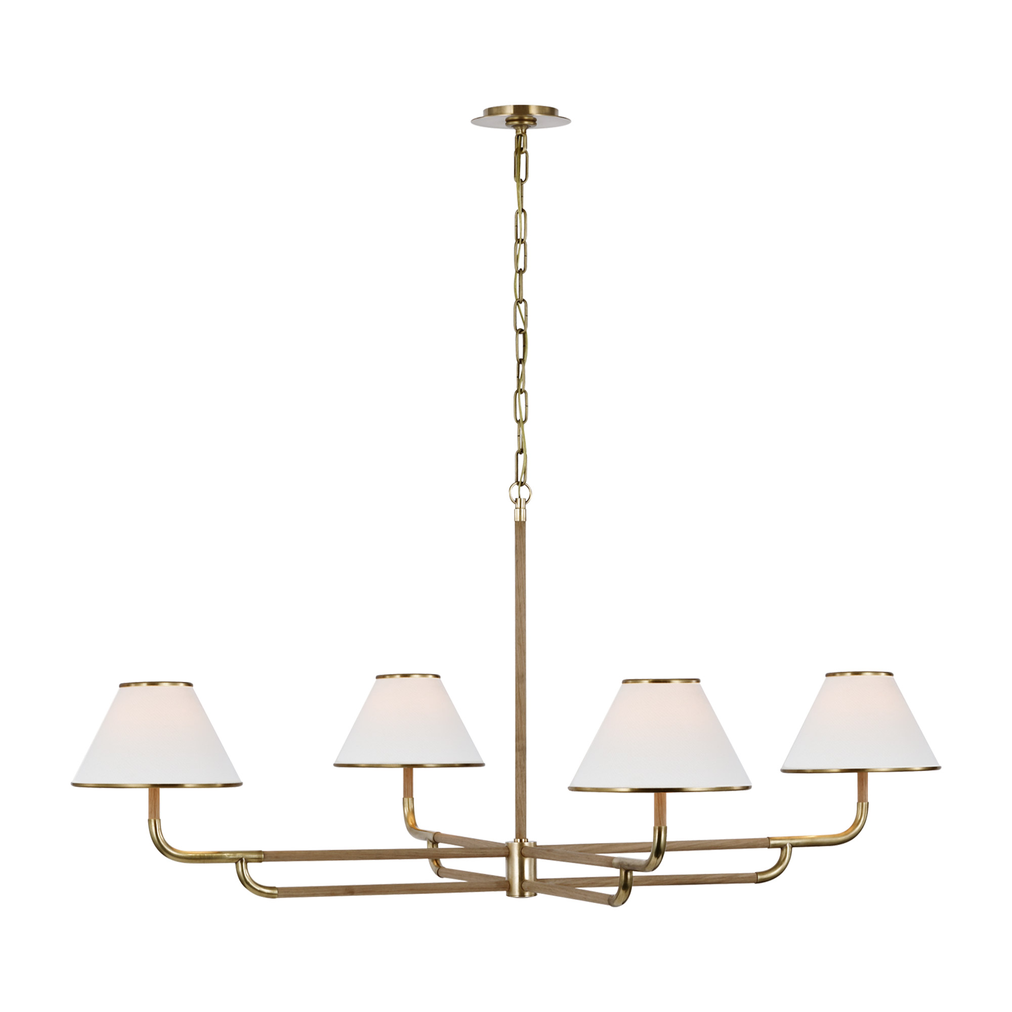 Rigby Grande Soft Brass and Natural Oak Chandelier