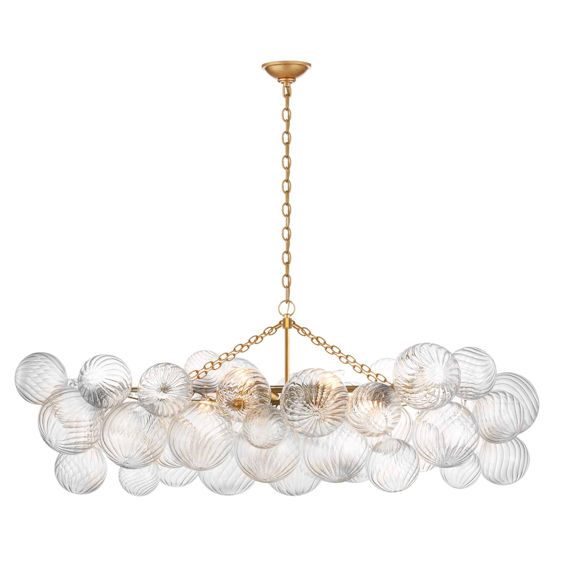 Talia Soft Swirled Glass Globes Gilded Short Linear Chandelier