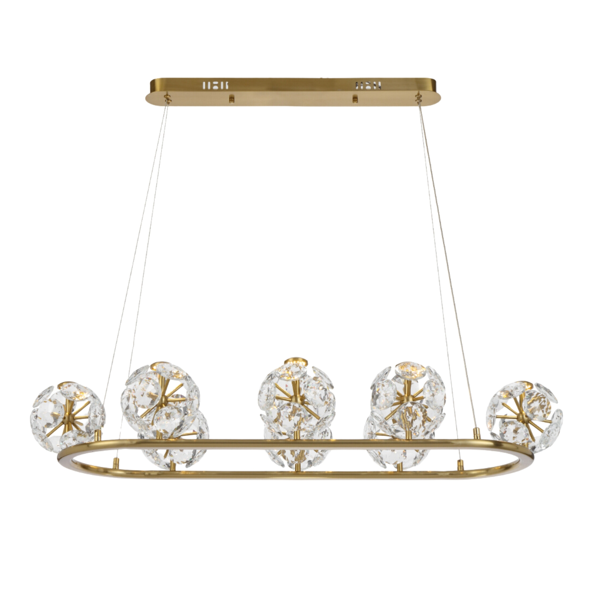 Catania 8 Light Antique Gold Oval Frame Crystal Chandelier