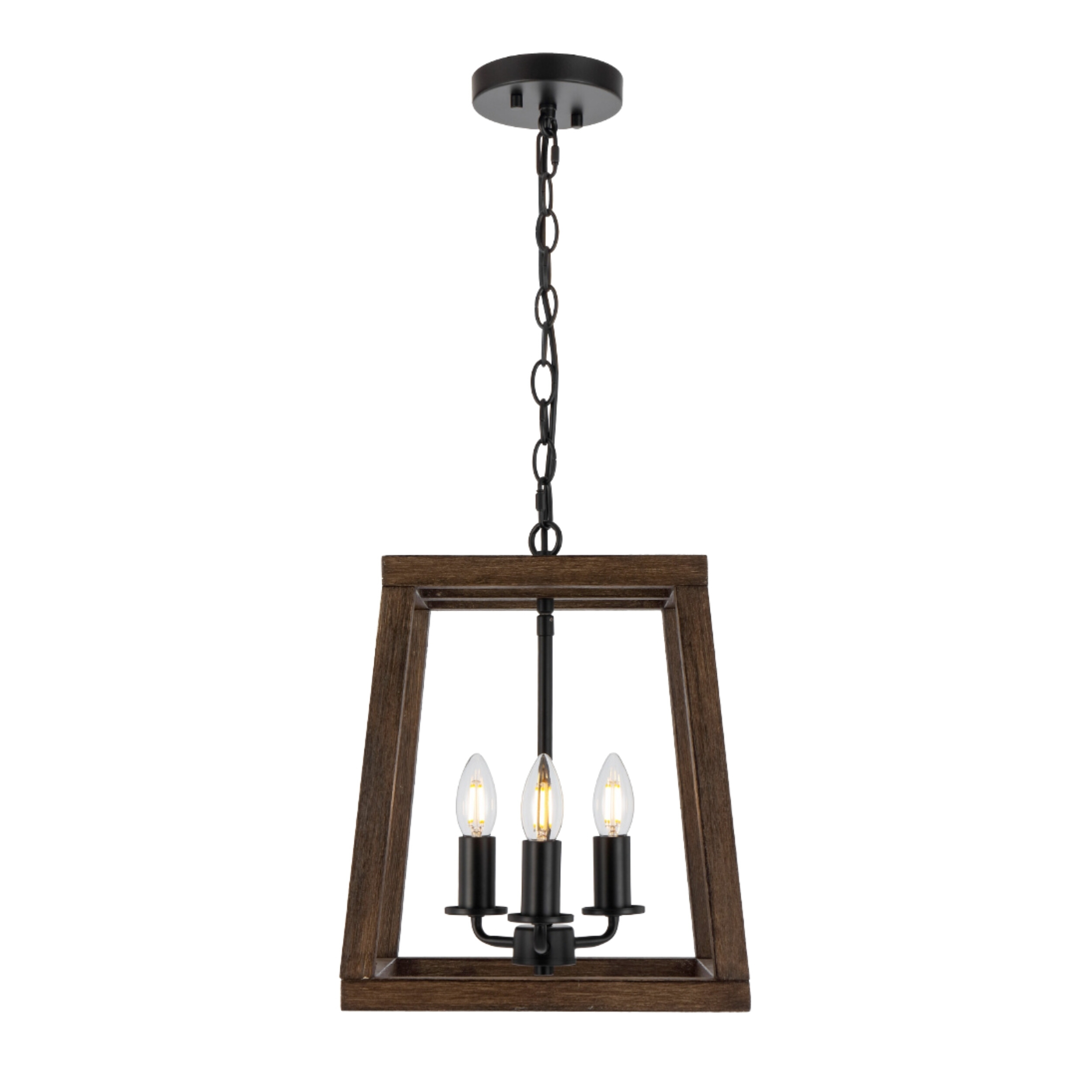 Dalton 3 Light Warm Walnut Country Style Pendant Lamp