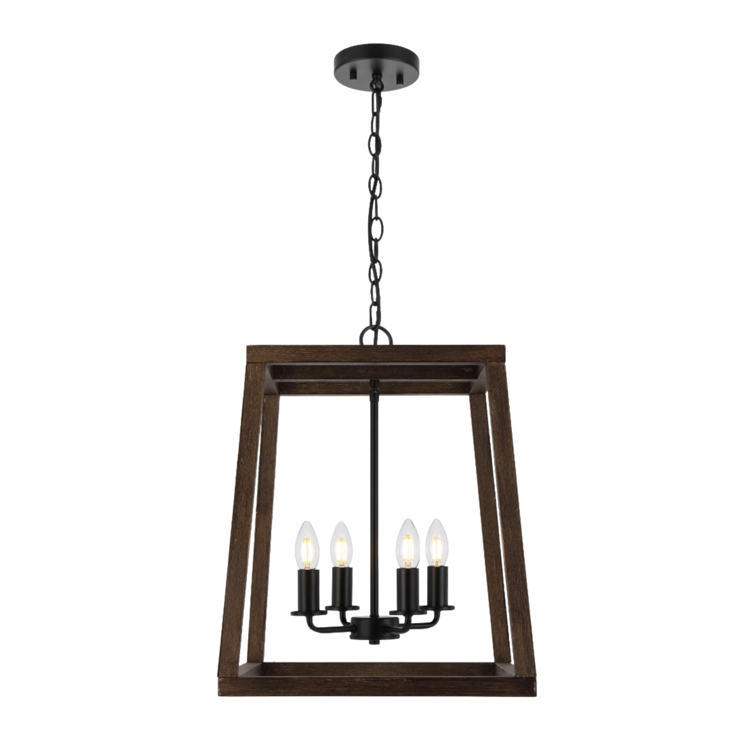 Dalton 4 Light Warm Walnut Country Style Pendant Lamp