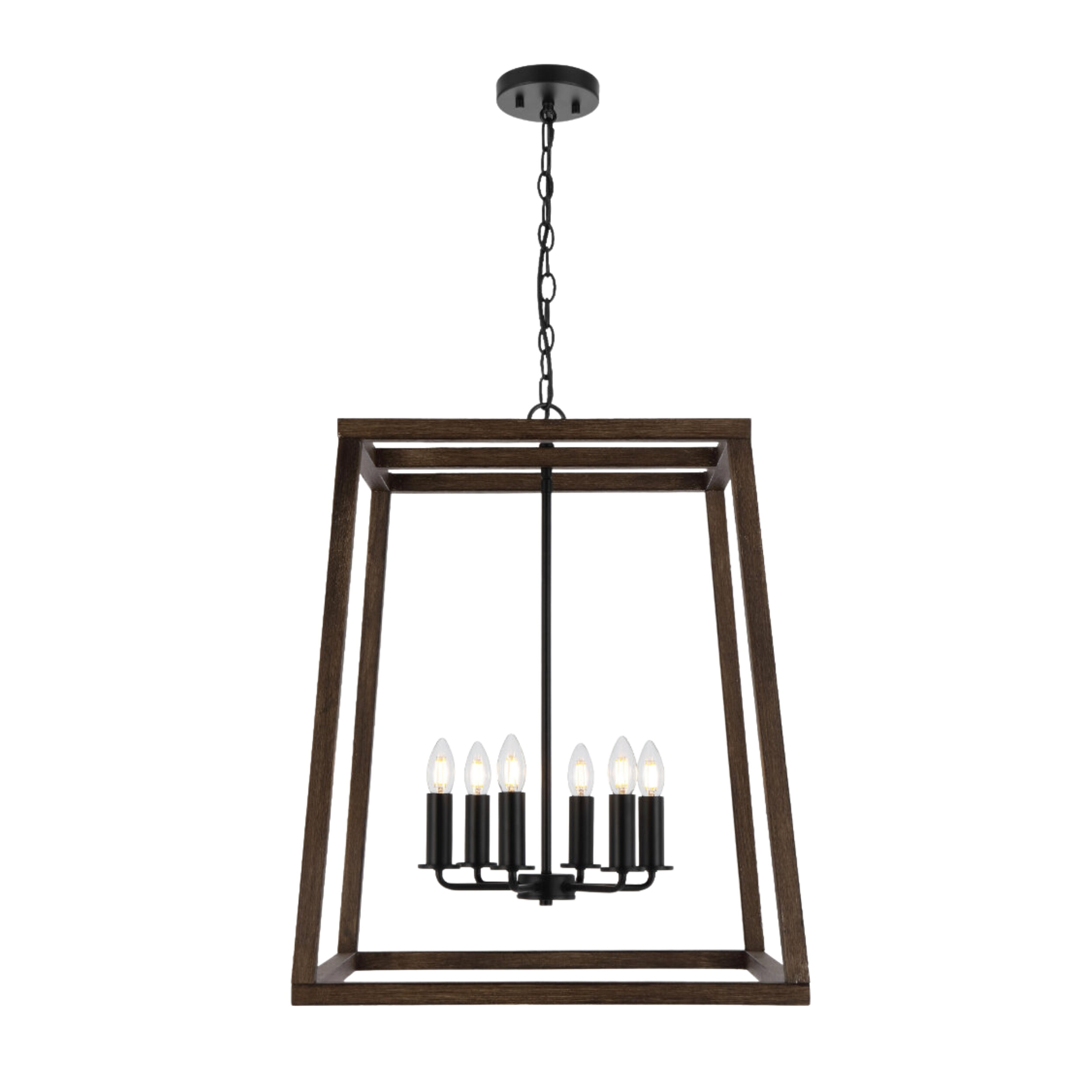 Dalton 6 Light Warm Walnut Country Style Pendant Lamp