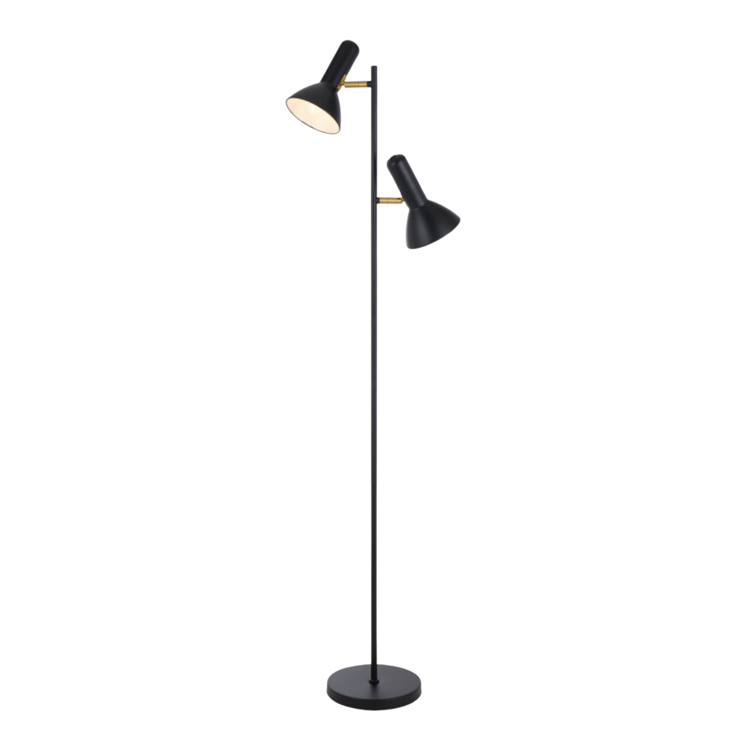 Hyvik Matt Black Twin Lights Floor Lamp