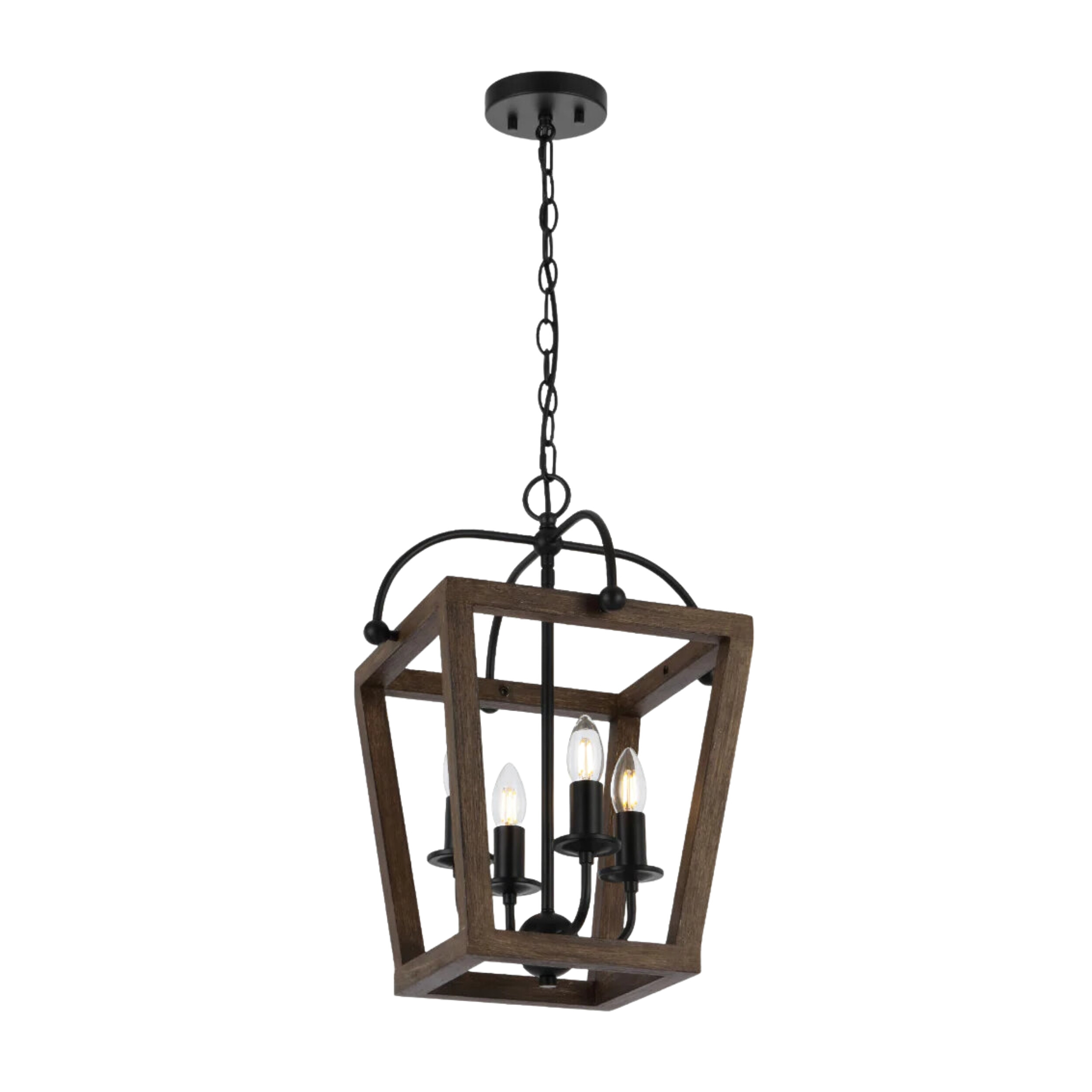 Lacota 4 Light Warm Walnut French Provincial Lantern Pendant