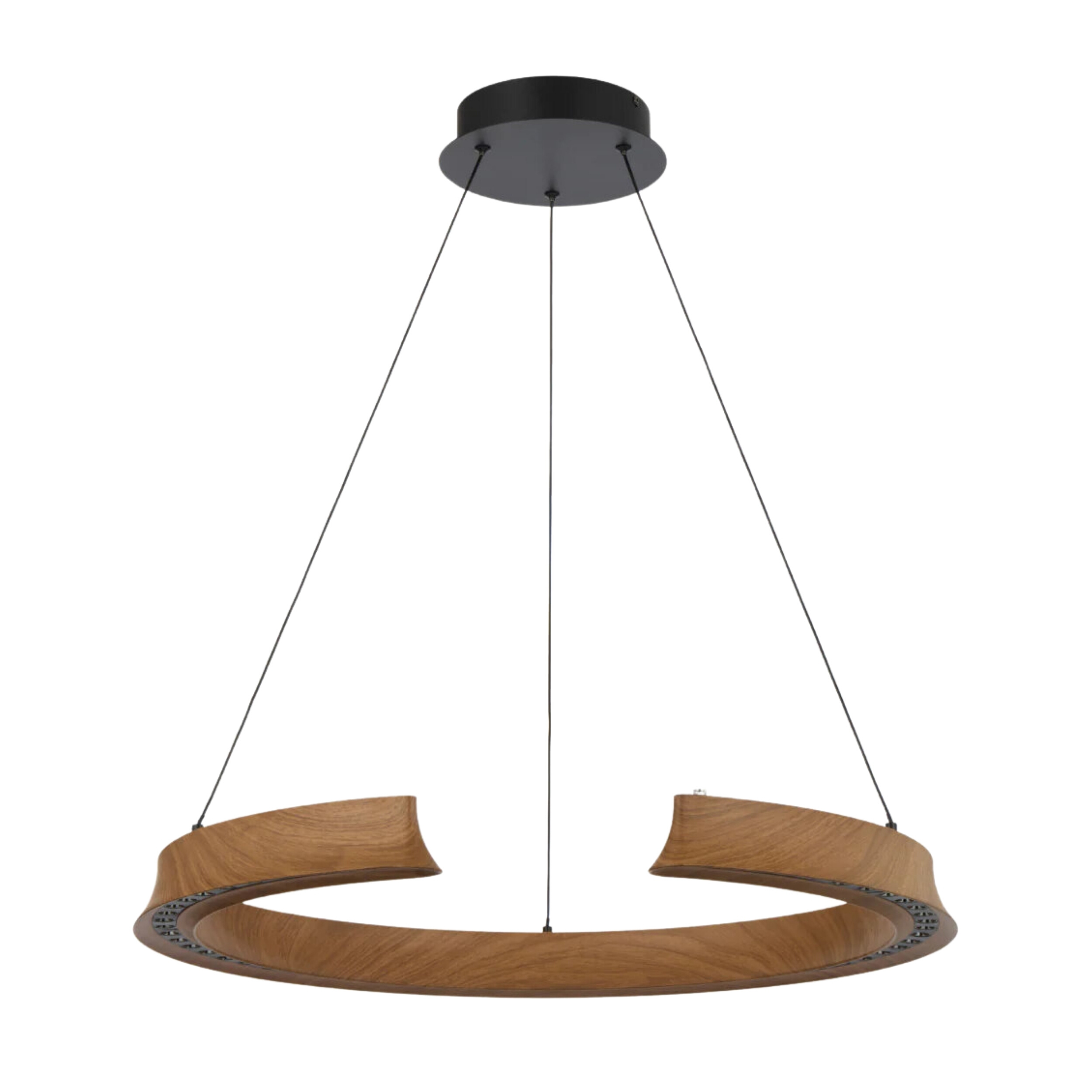 Lucid Wood C-Shaped Touch Dimmable CCT LED Pendant Light