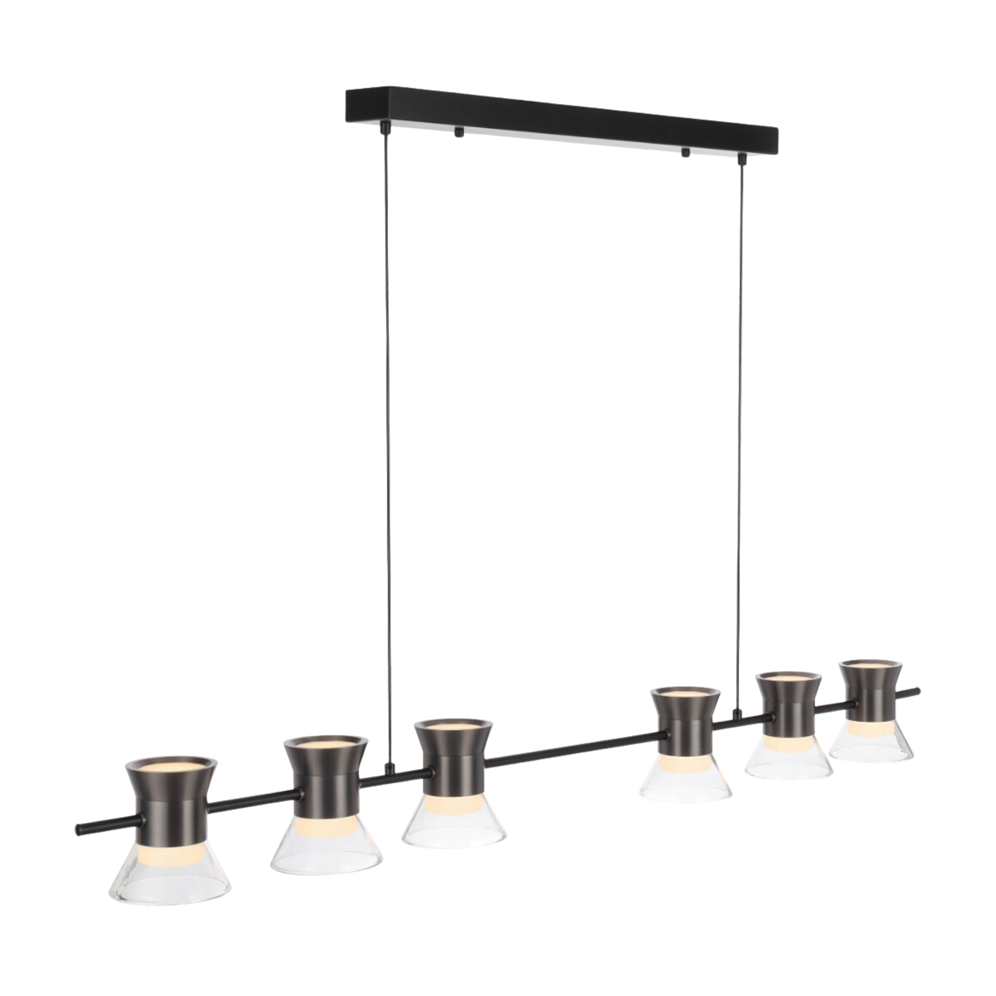 Tipico 6 Light Gun Metal Linear LED Pendant