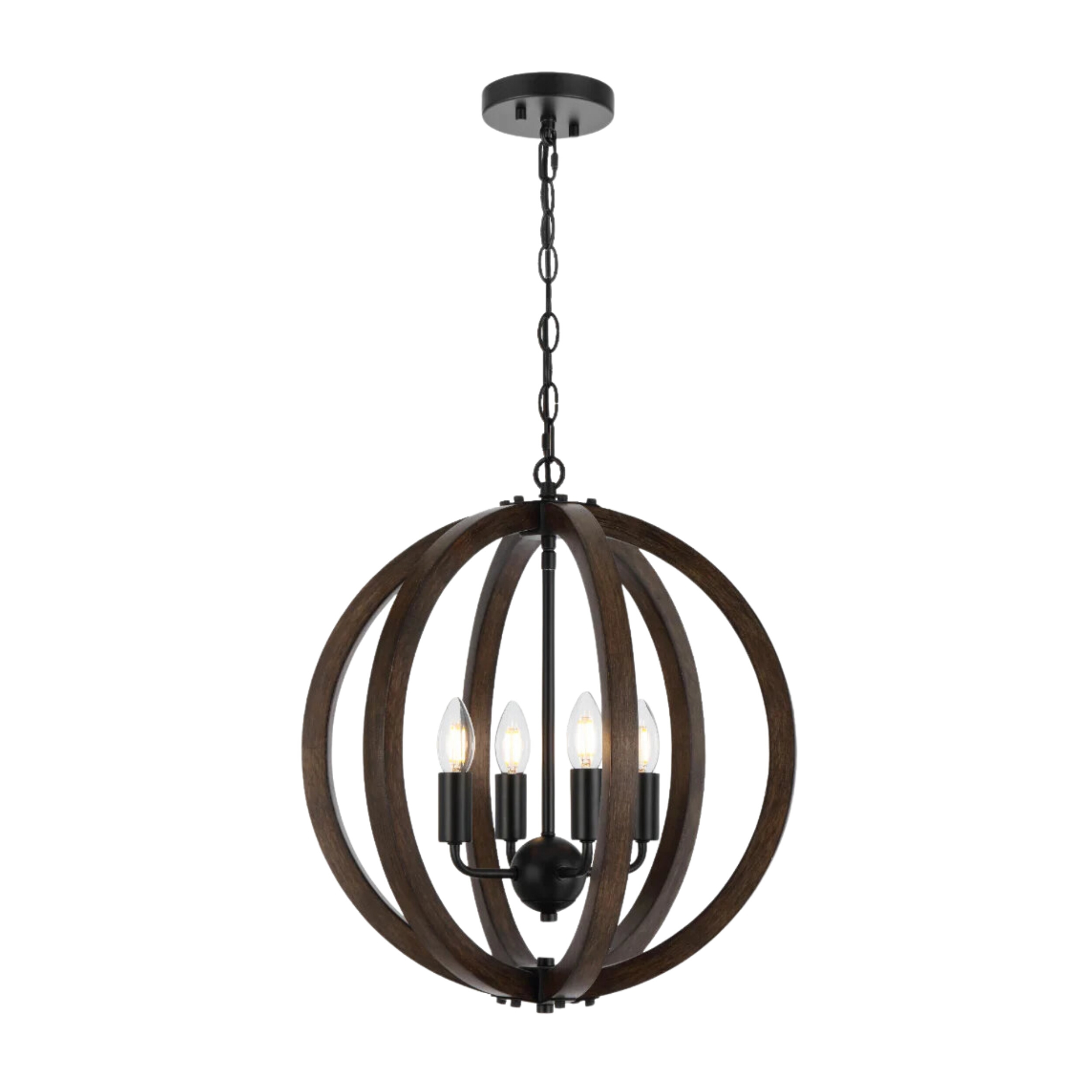 Vestal 4 Light Warm Walnut Spherical Rustic Pendant