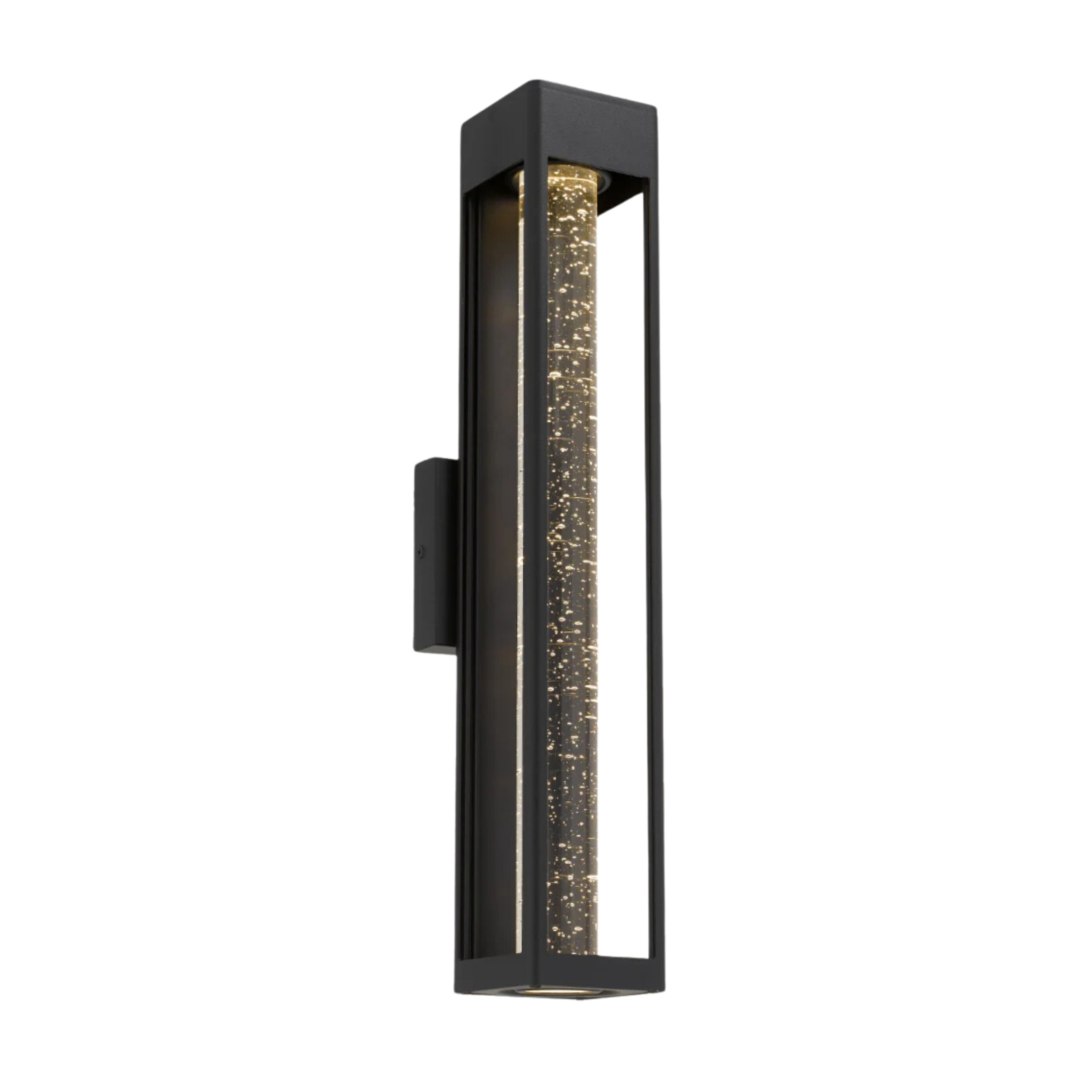 Hollis Clear Bubble Glass Long Black LED Wall Light