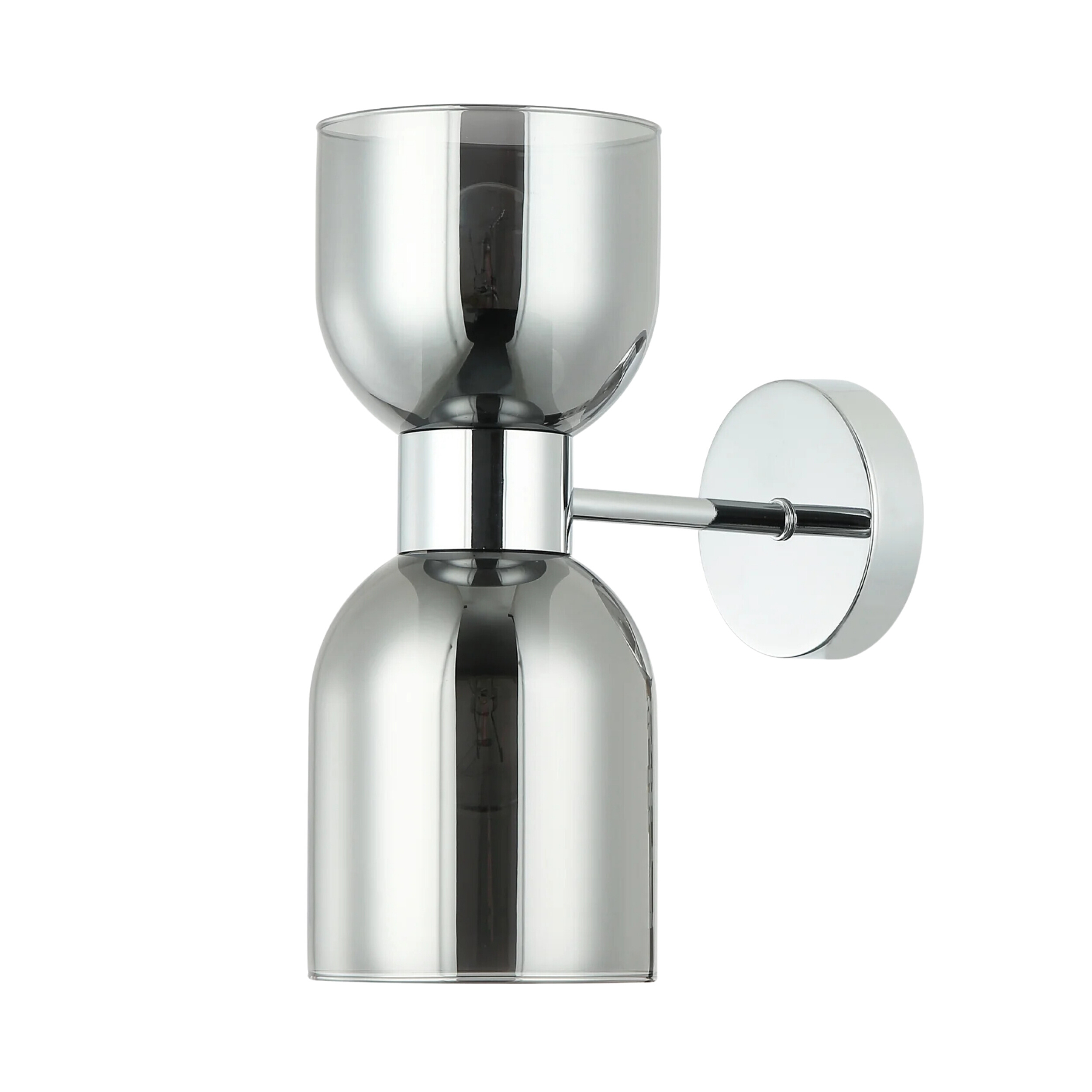 Clarissa Chrome Dual Lamp Smokey Black Glass Wall Light
