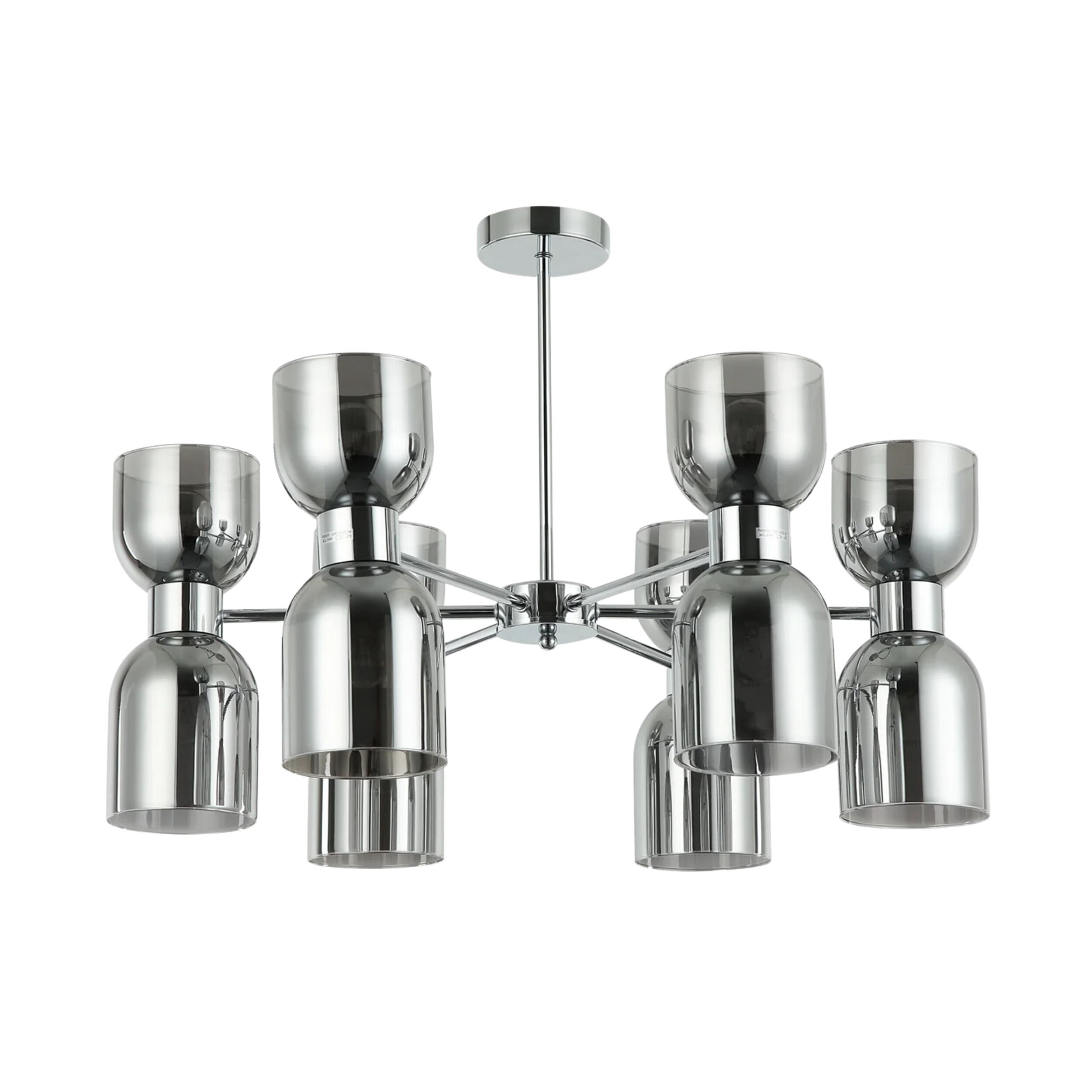 Clarissa Twelve Light Chrome Smoke Glass Chandelier