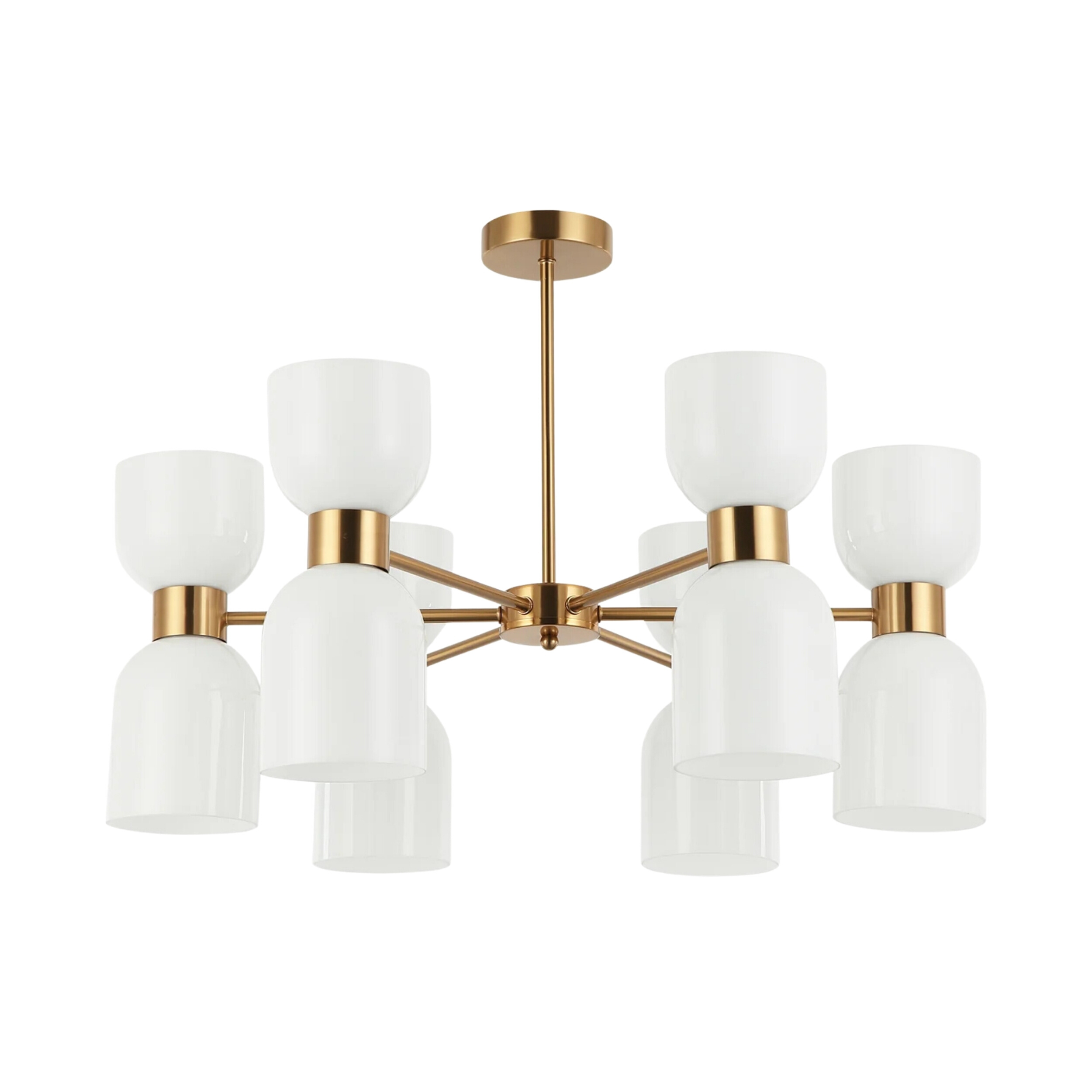 Clarissa Twelve Light Brass Opal Glass Chandelier