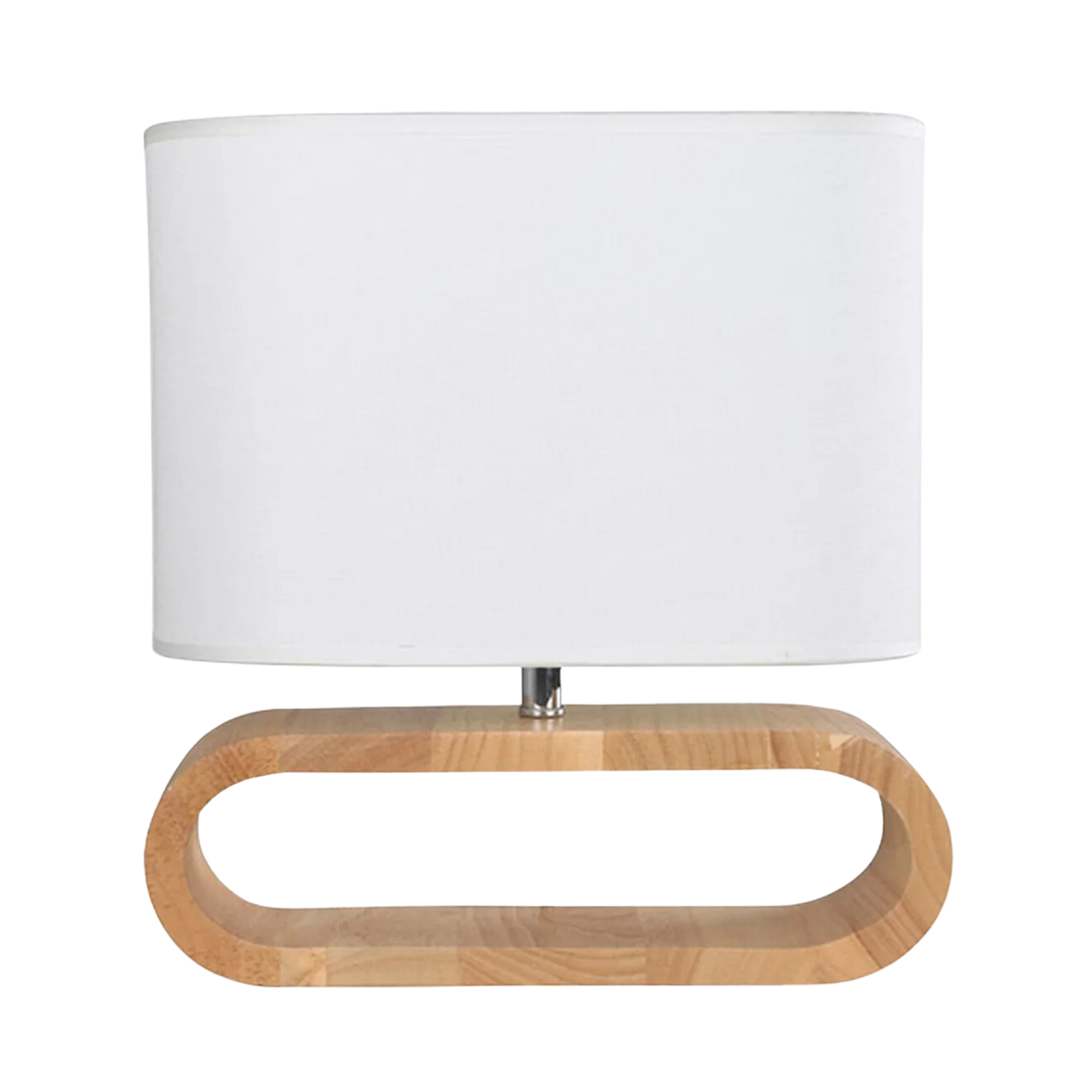 Lester Blonde Wood White Oval Table Lamp