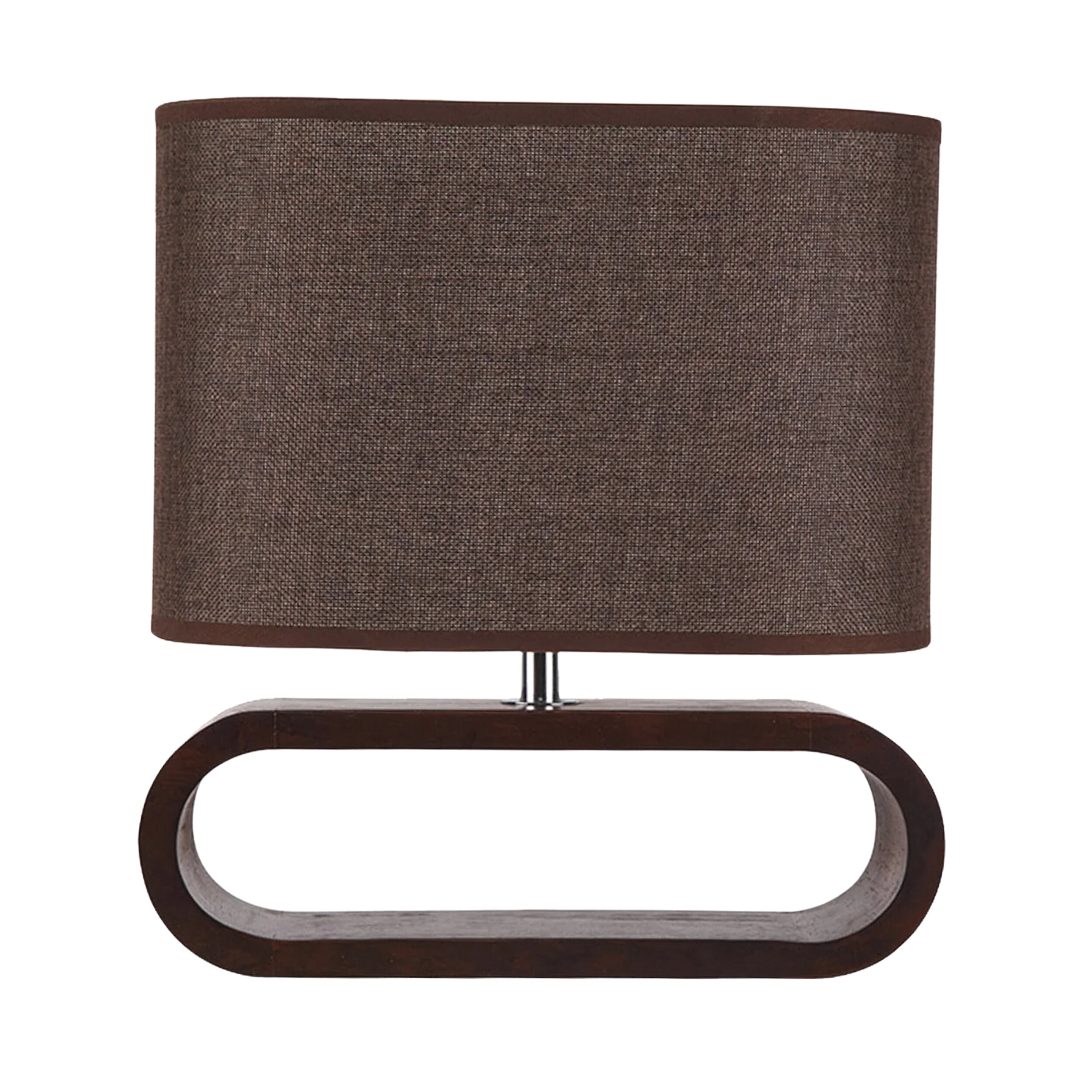 Lester Dark Wood Brown Oval Table Lamp
