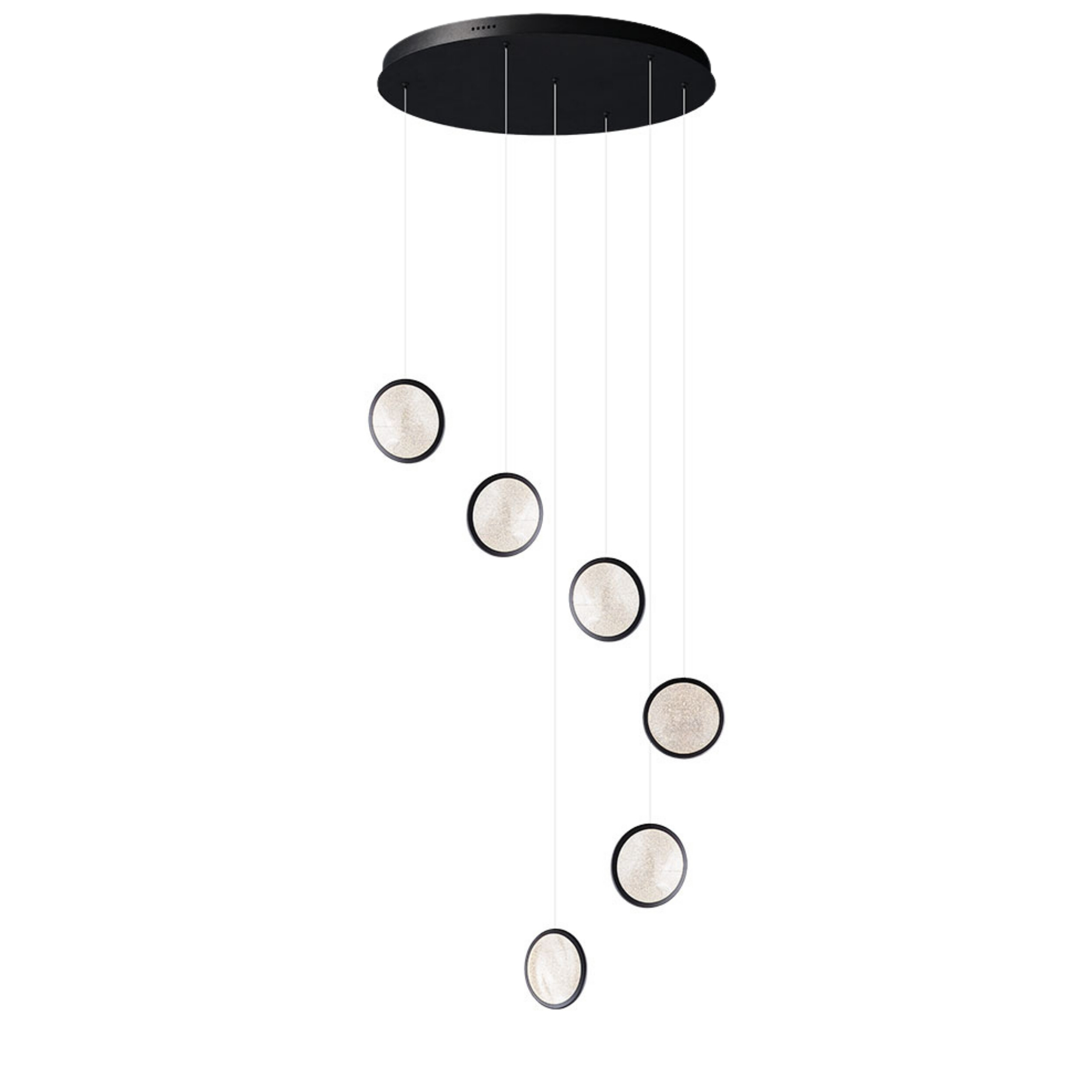 Amity Six Light Black Round Cluster LED Pendant