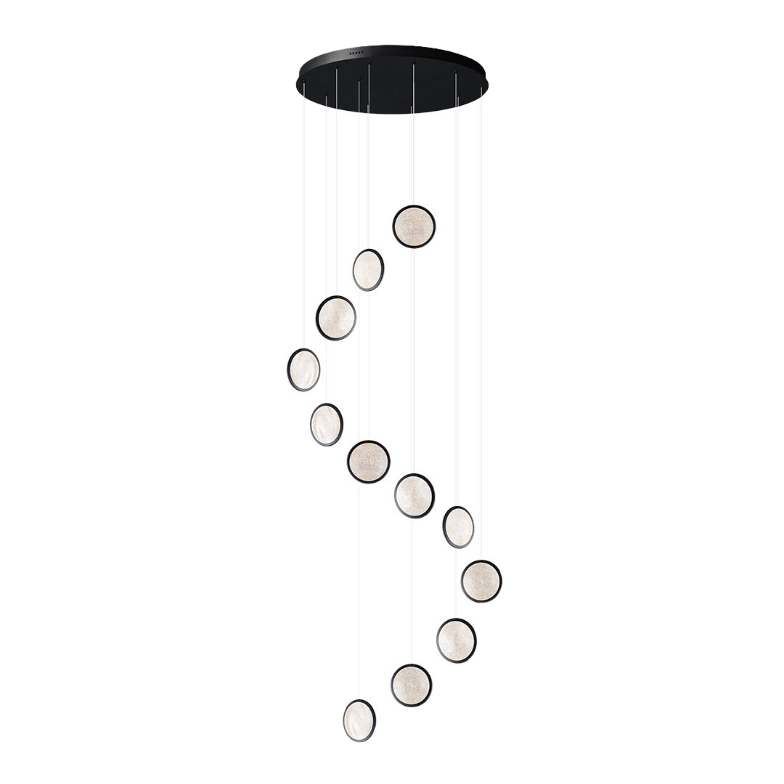 Amity Twelve Light Black Round Cluster LED Pendant