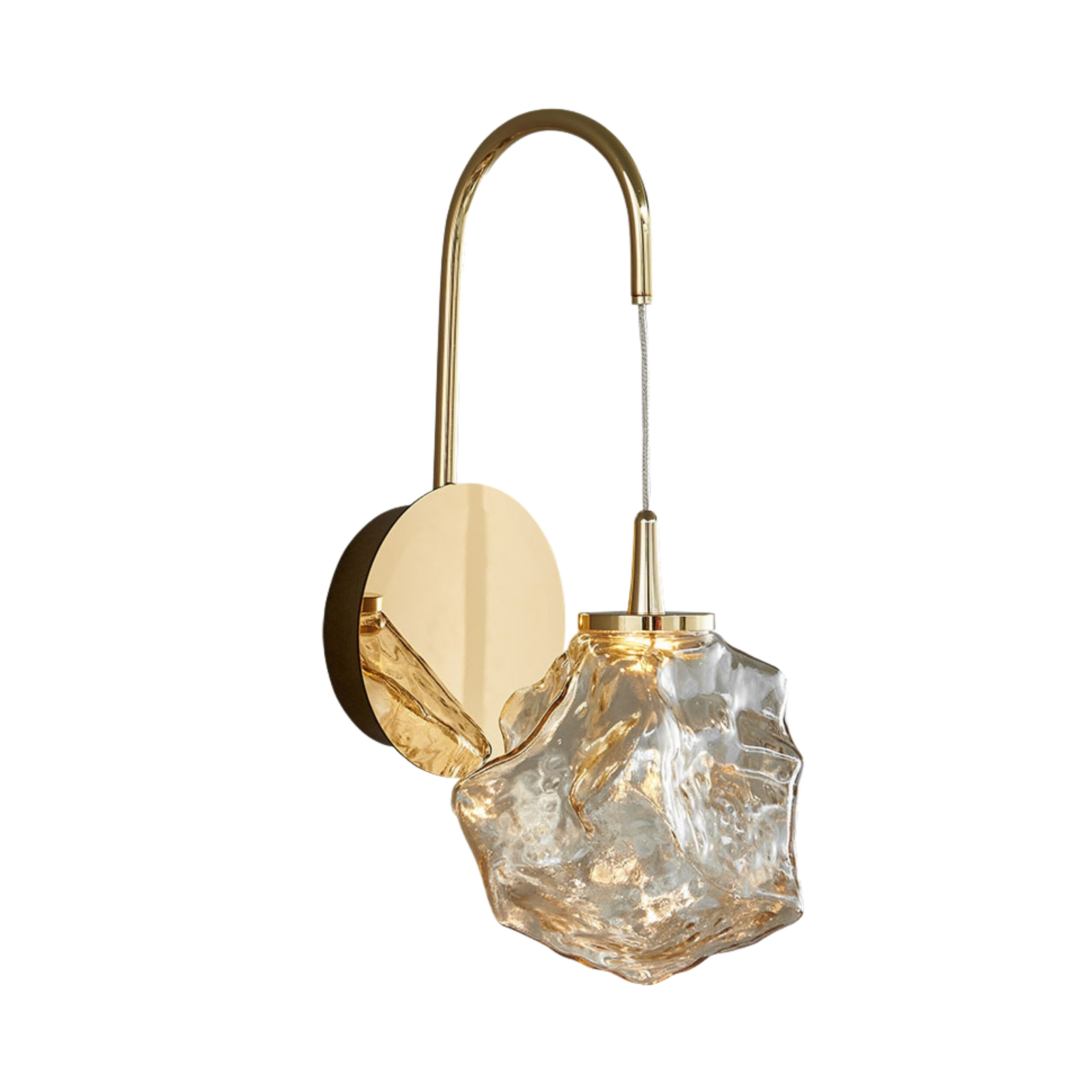 Gem Clear Glass Gold LED Wall Light