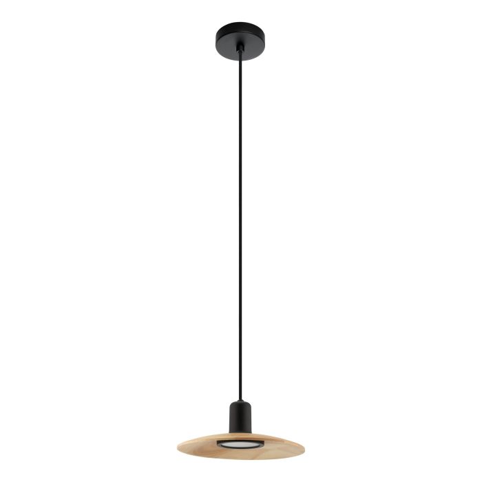 Mayazes Black and Natural Wood Pendant Light