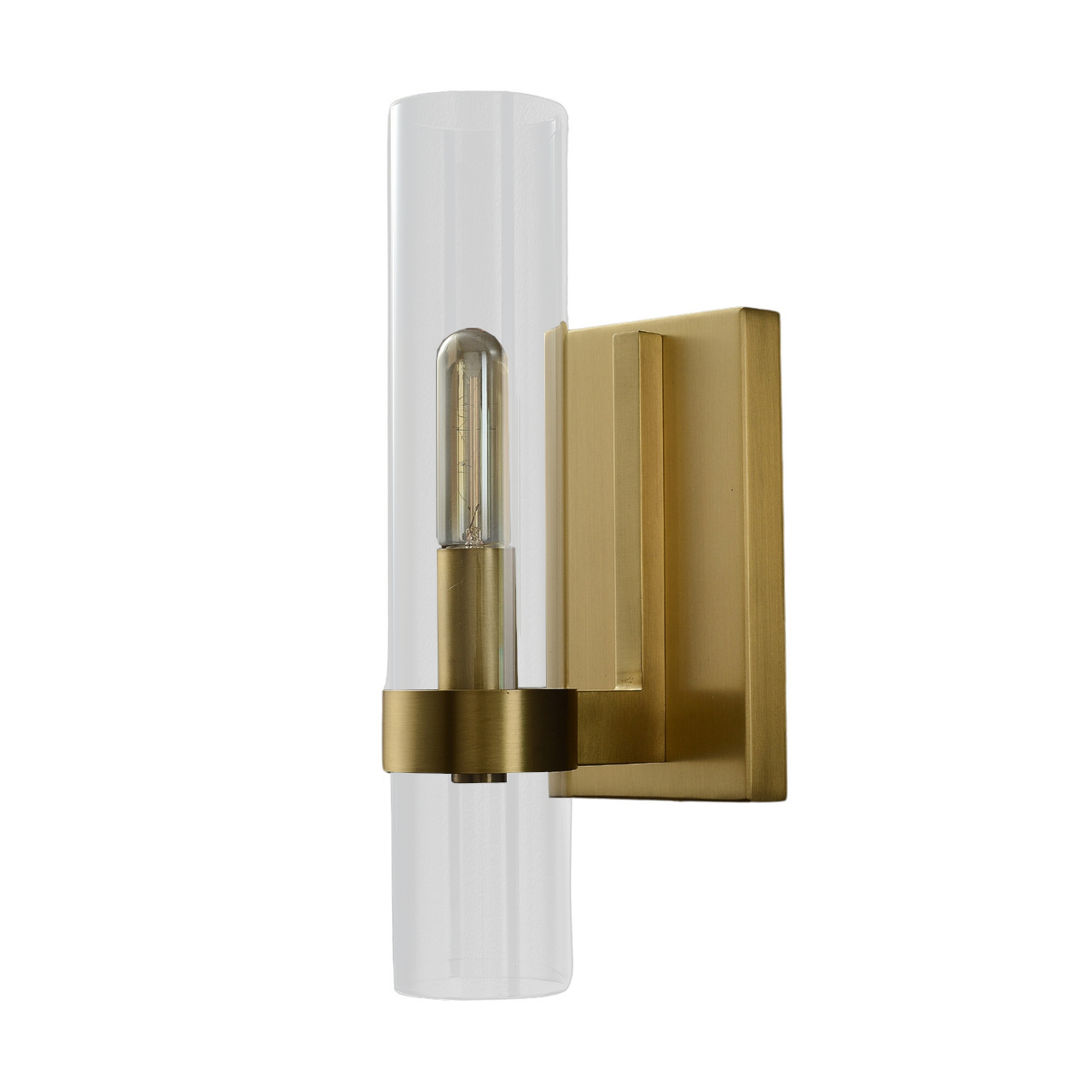 Ares Brass Clear Glass Solo Wall Light