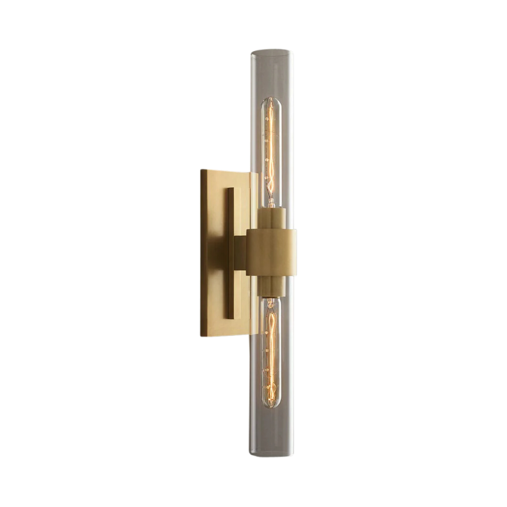 Ares Brass Clear Glass Twin Wall Light