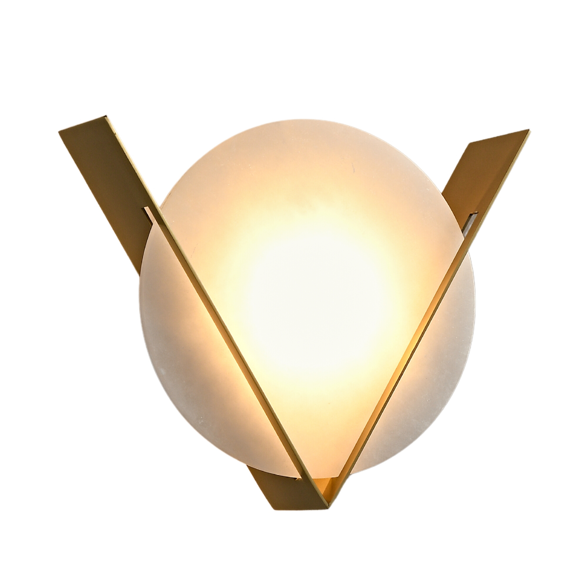 Atlas Round Marble Alabaster with Brass Details Modern Wall Light