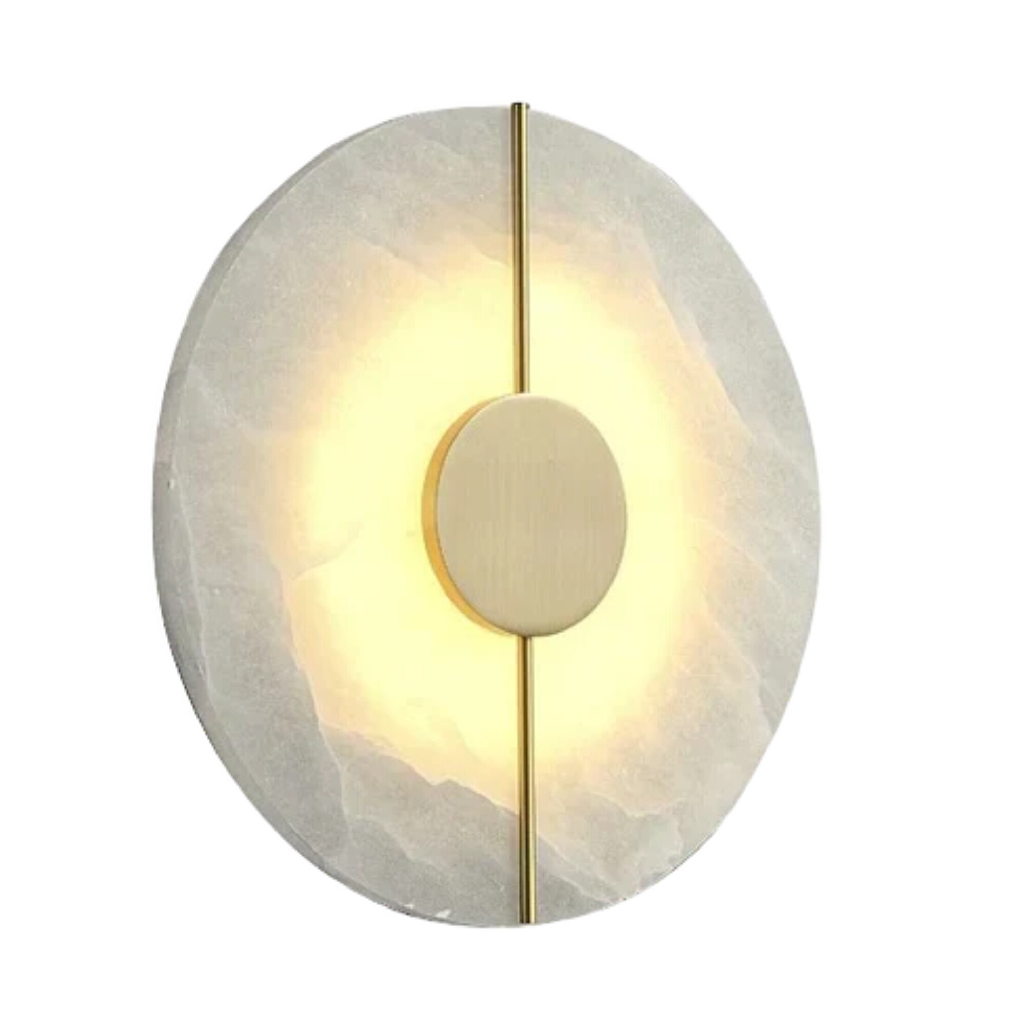 Robina Round Alabaster Brass Feature Wall Light