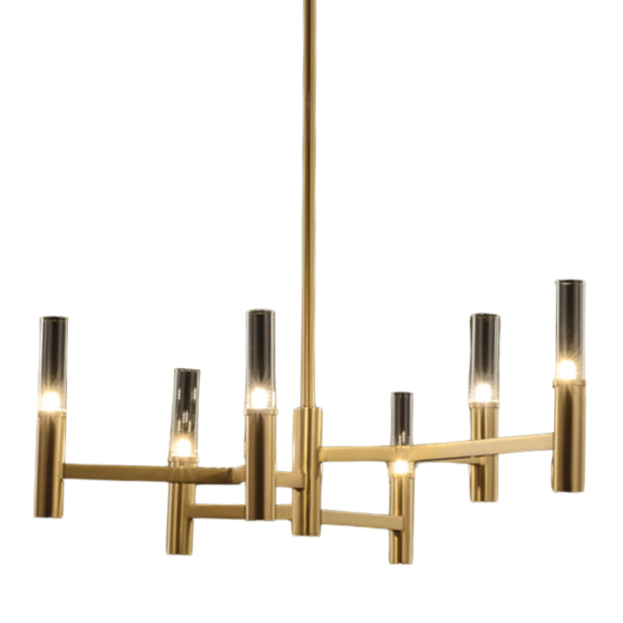 Moda 6 Light Brass Modular Clear Glass Modern Chandelier