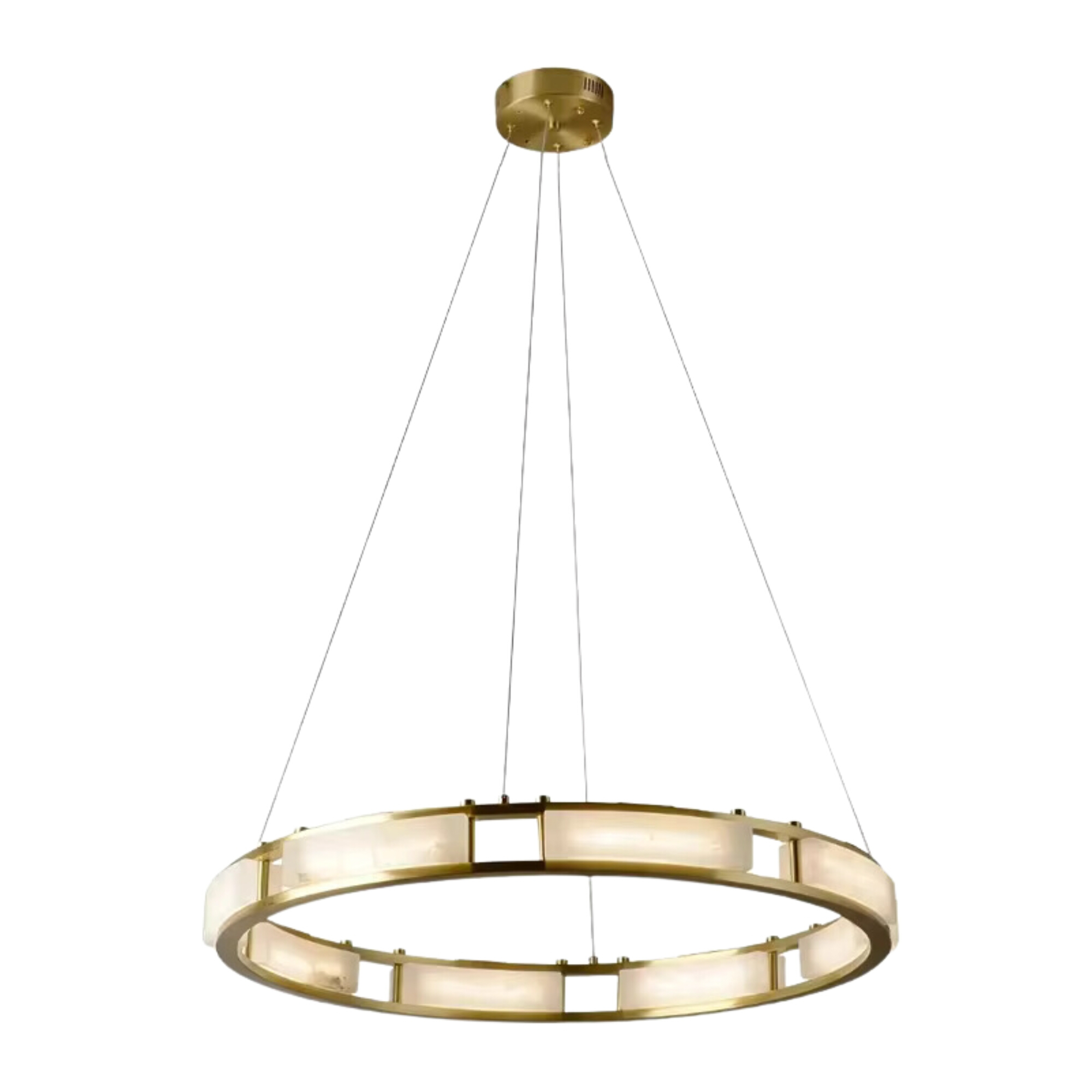 Monaco Brass Ring Marble Alabaster LED Pendant Chandelier