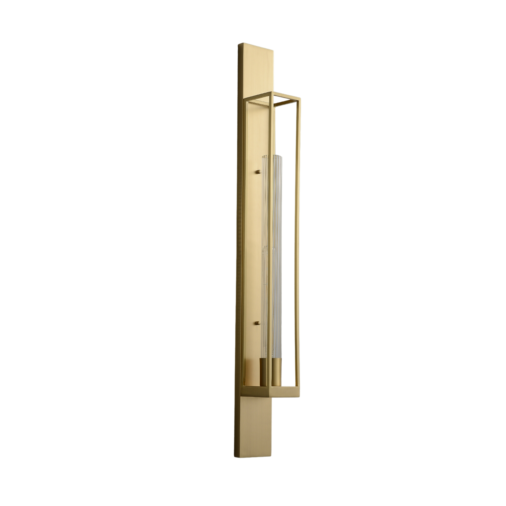 Yale Brass Ribbed Glass Hallway Wall Light