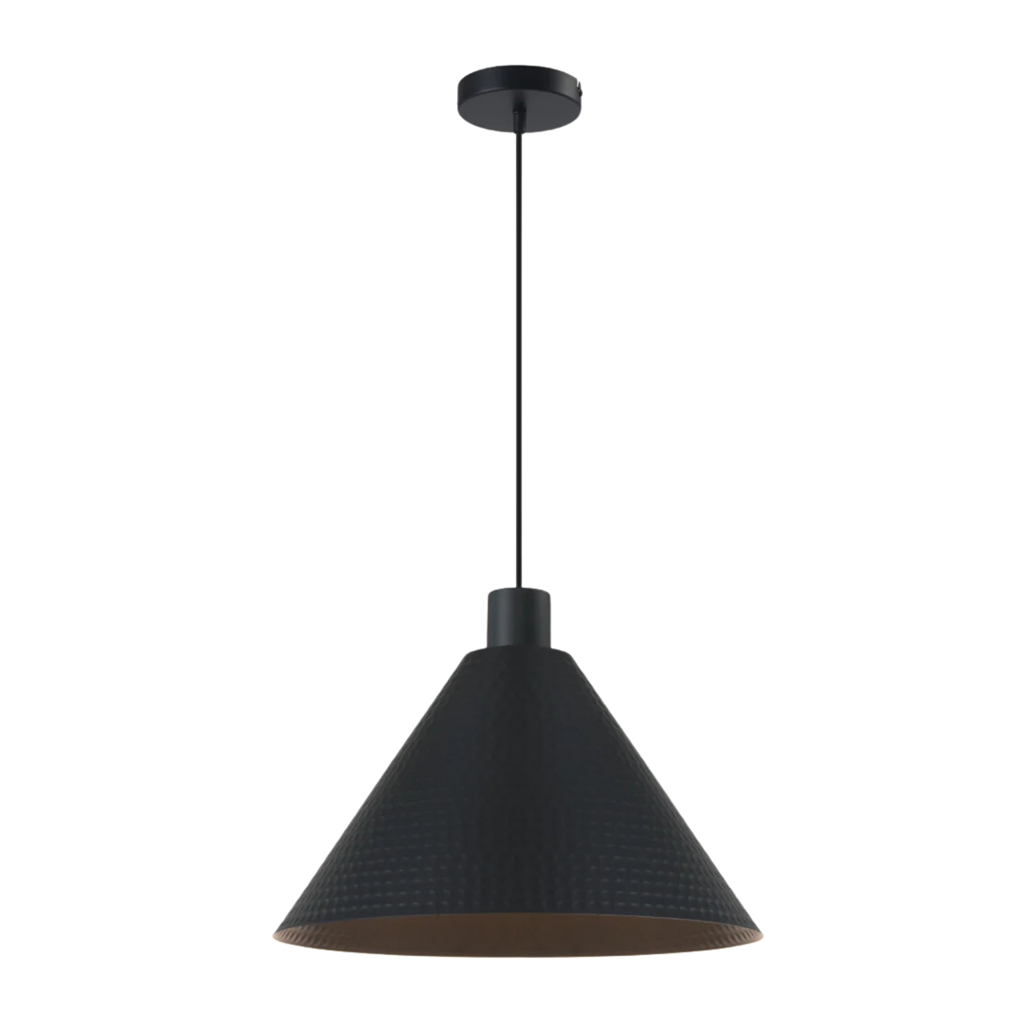 Kaede Textured Black Iron Cone Pendant Light