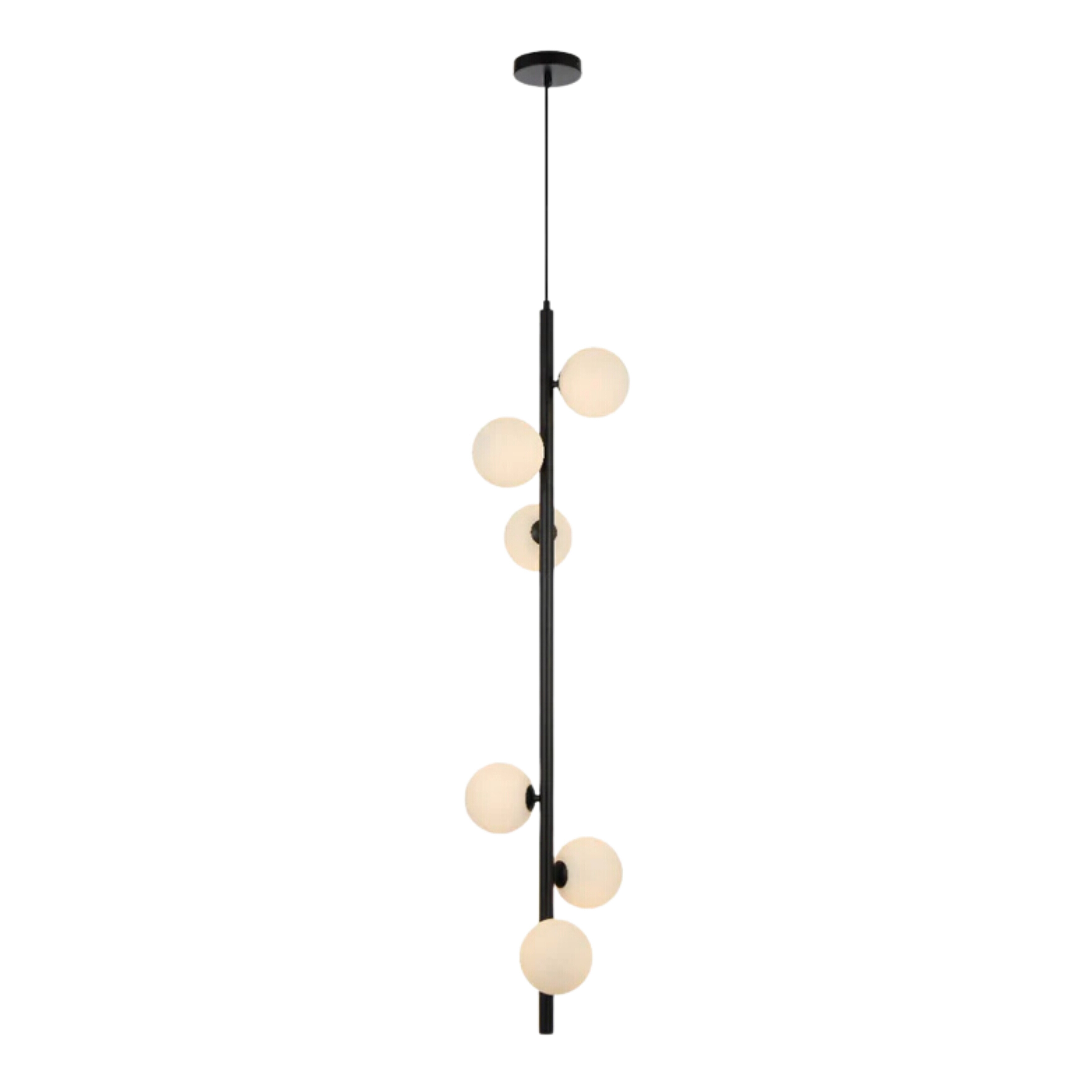 Edmonton Six Light Opal Matt Glass Black Pendant