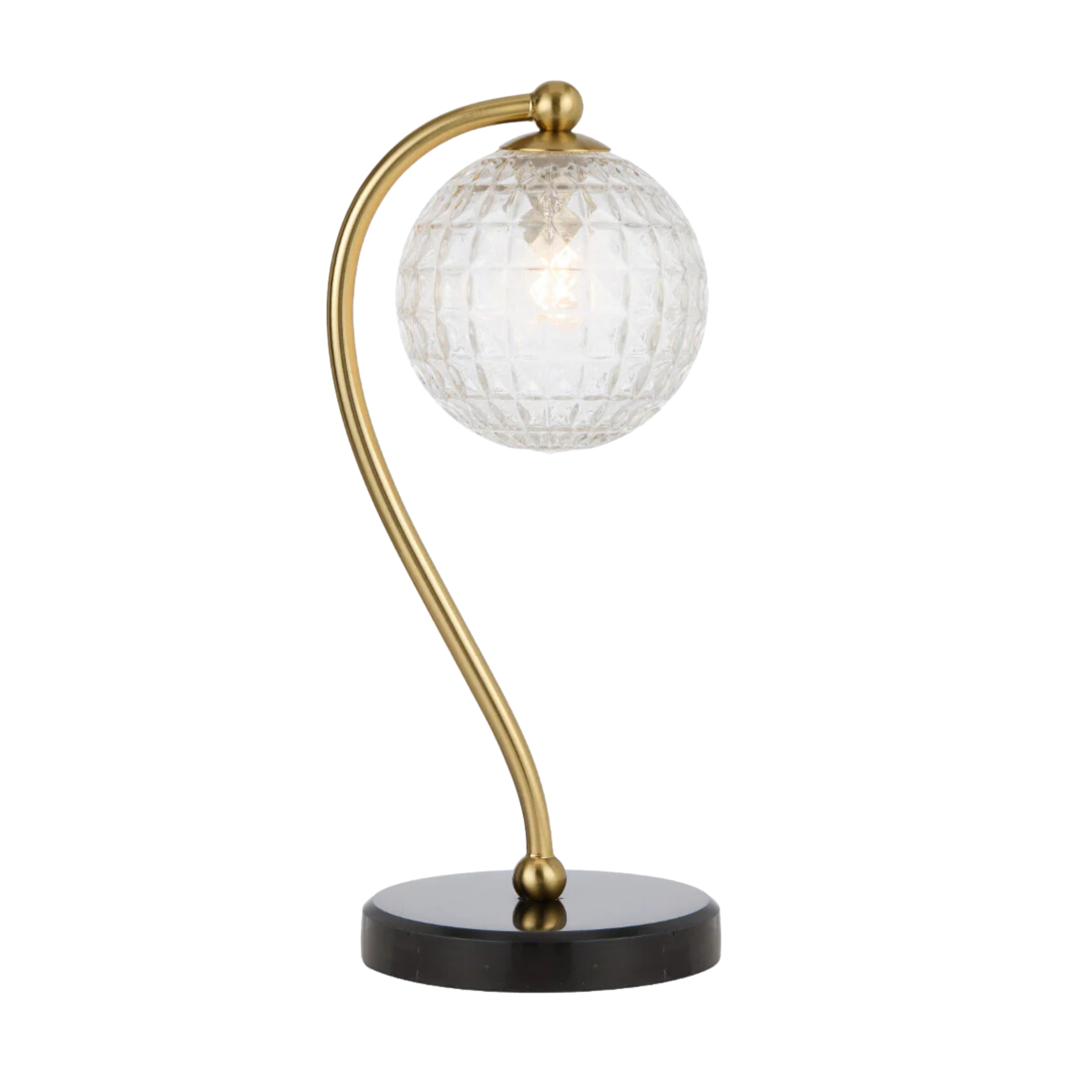 Foscani Diamond Cut Clear Glass Black Marble Base Table Lamp