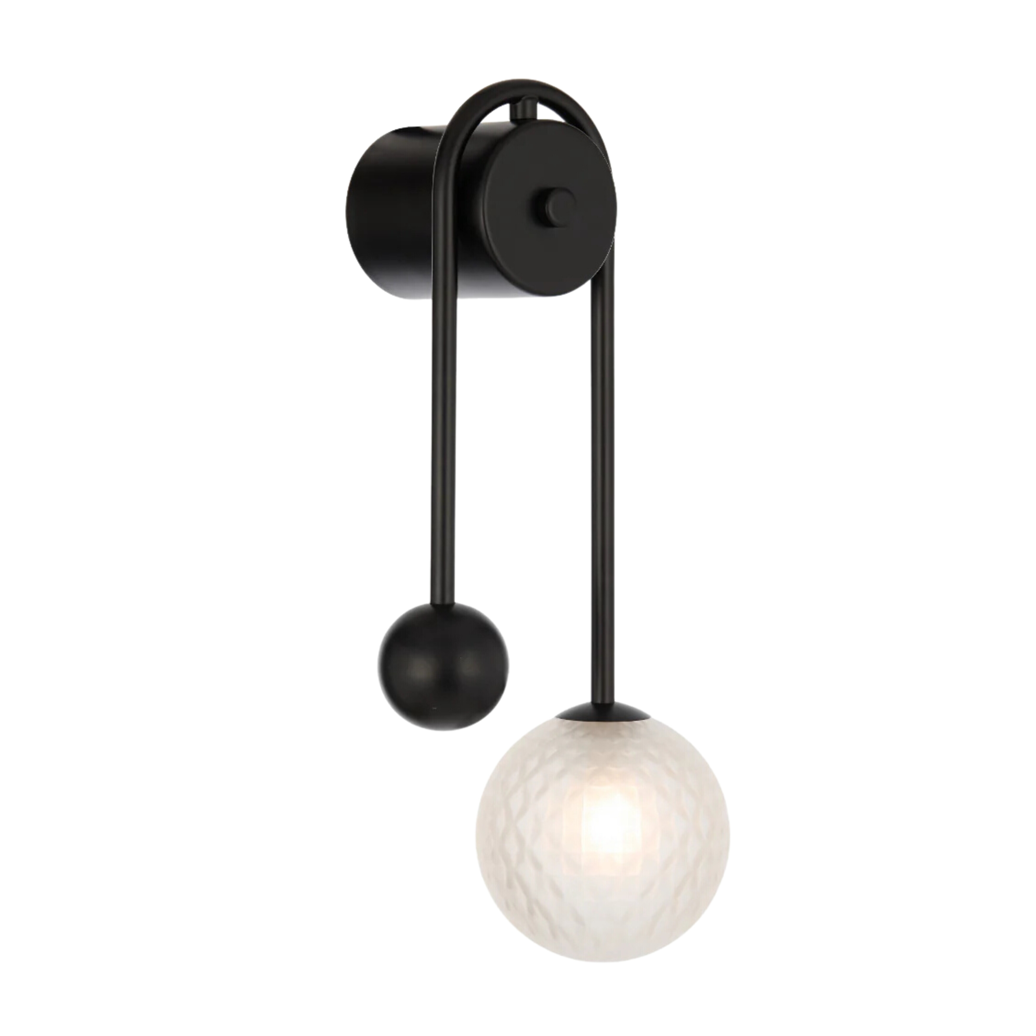 Foscani Diamond Cut Frosted Glass Black Arm Wall Light