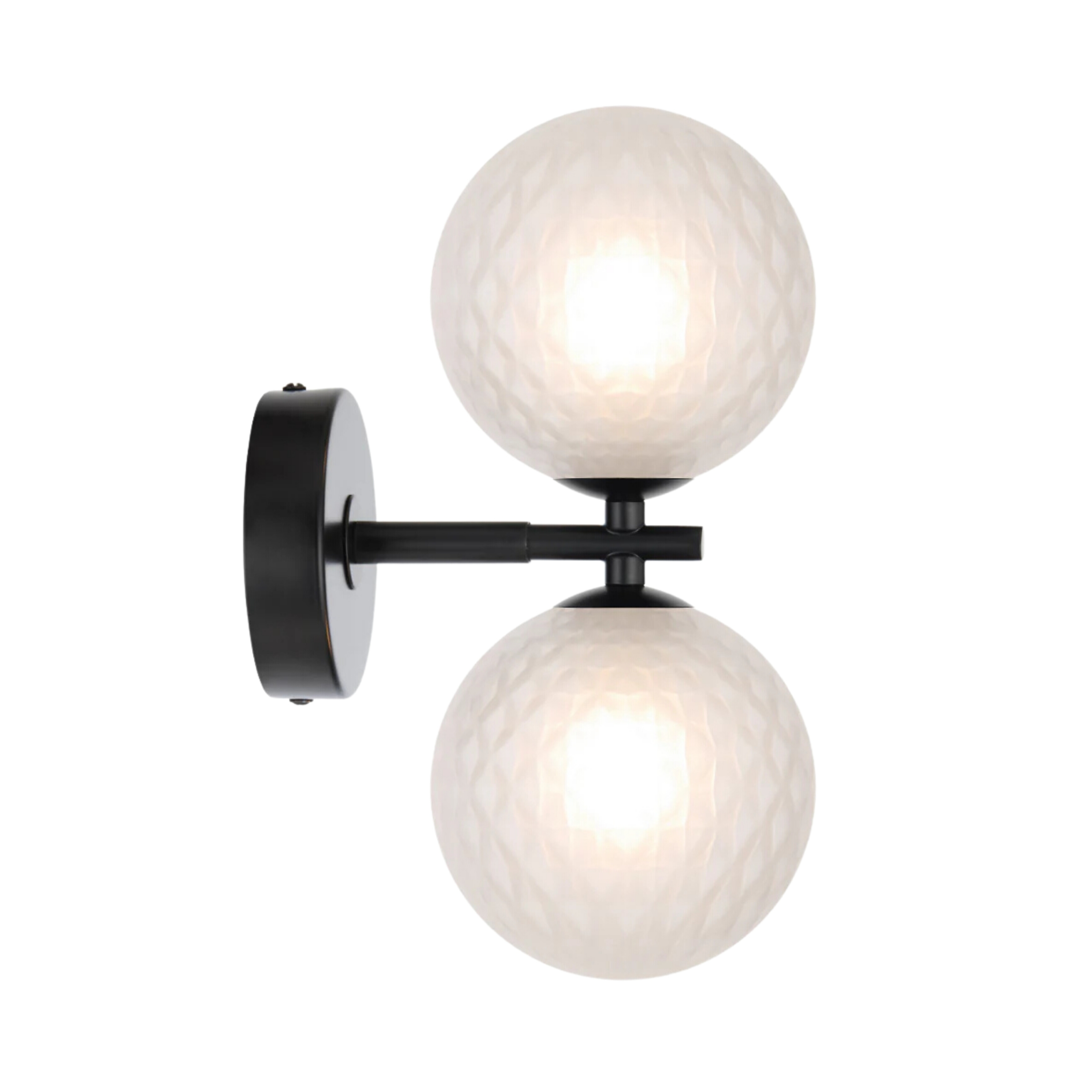 Foscani Diamond Cut Frosted Glass Black Twin Wall Light